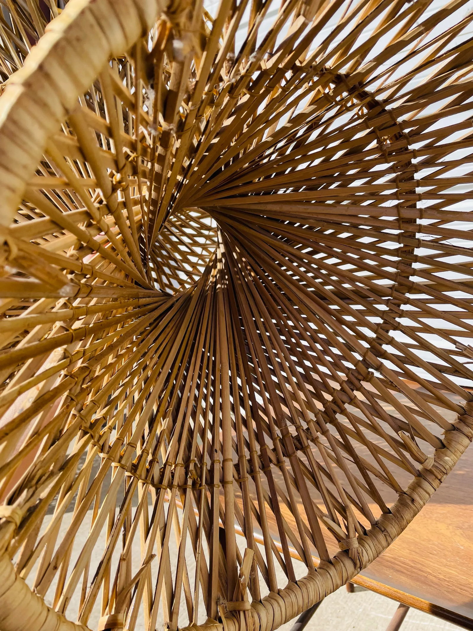 Vintage 1970s Spun Wicker Rattan Table - 9