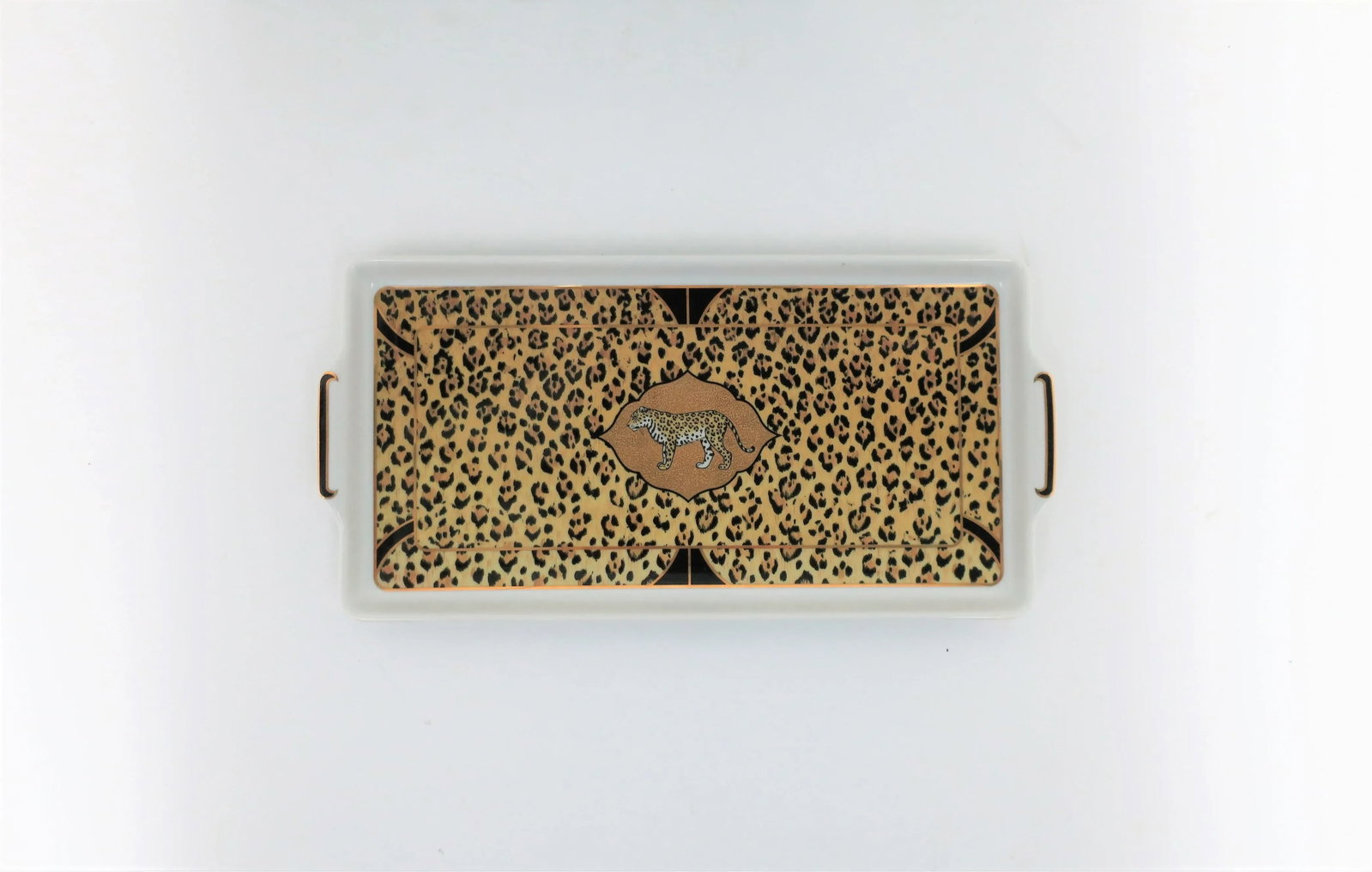 Porcelain Tray Animal Jaguar Cat by Designer Lynn Chase, 1990s - 3
