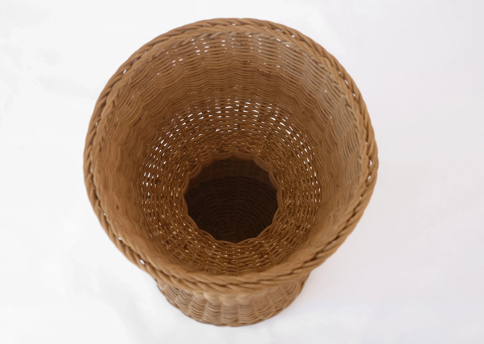 Vintage Boho Wicker Rattan Pedestal Plant Stand - 10
