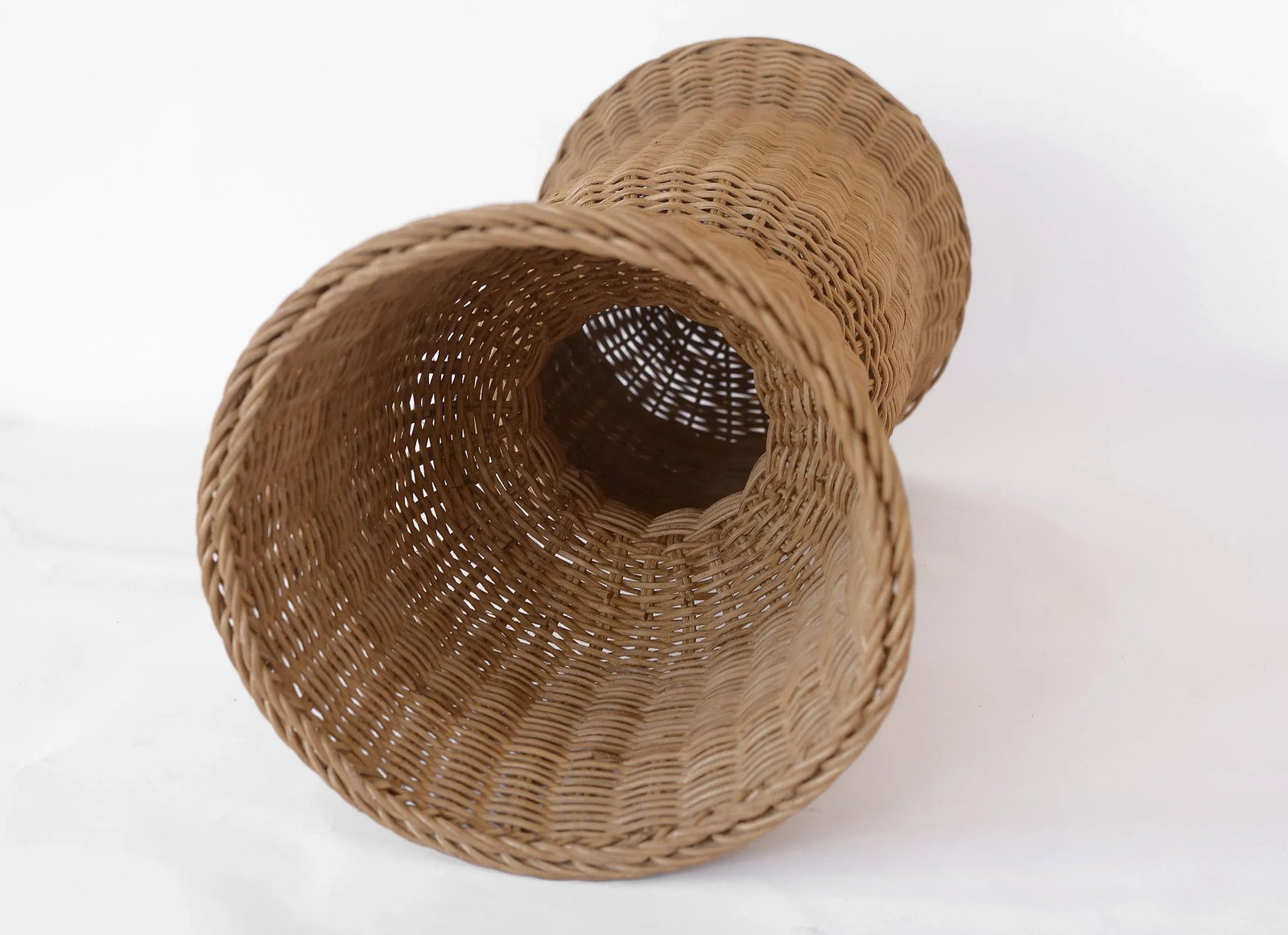 Vintage Boho Wicker Rattan Pedestal Plant Stand - 3