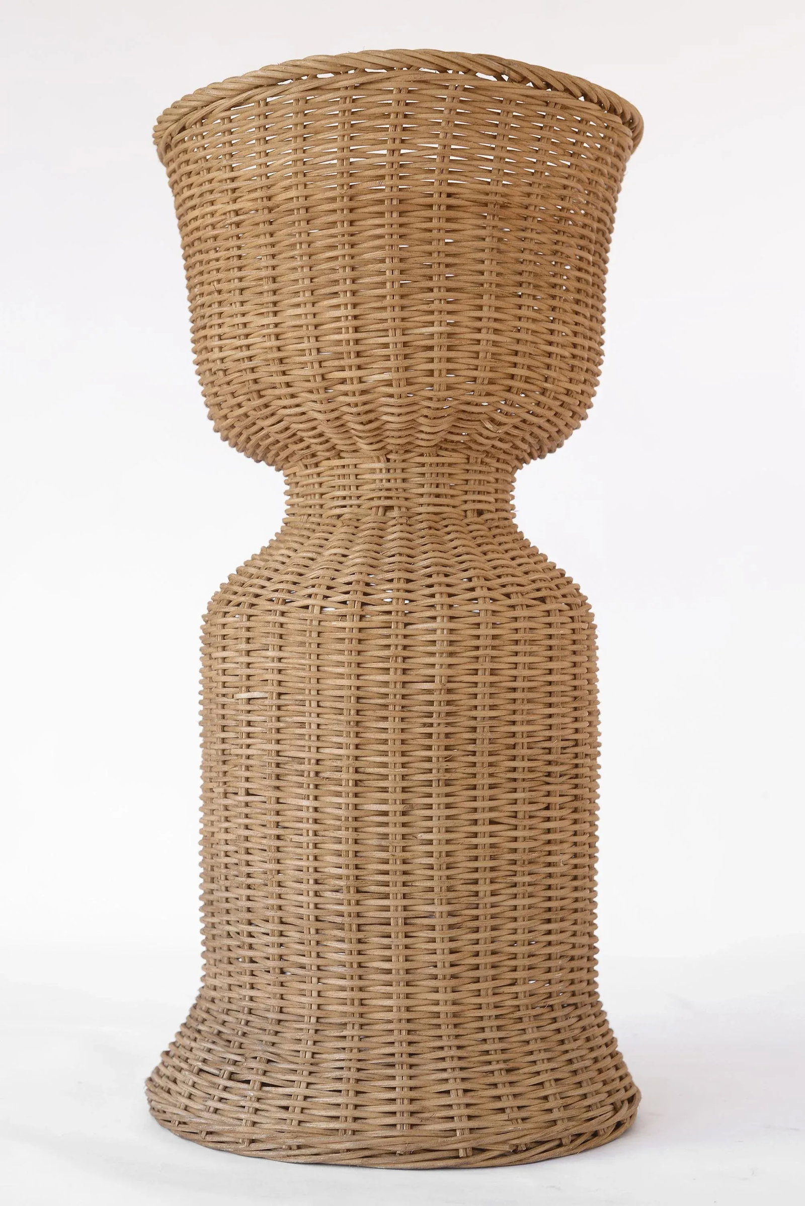 Vintage Boho Wicker Rattan Pedestal Plant Stand - 6
