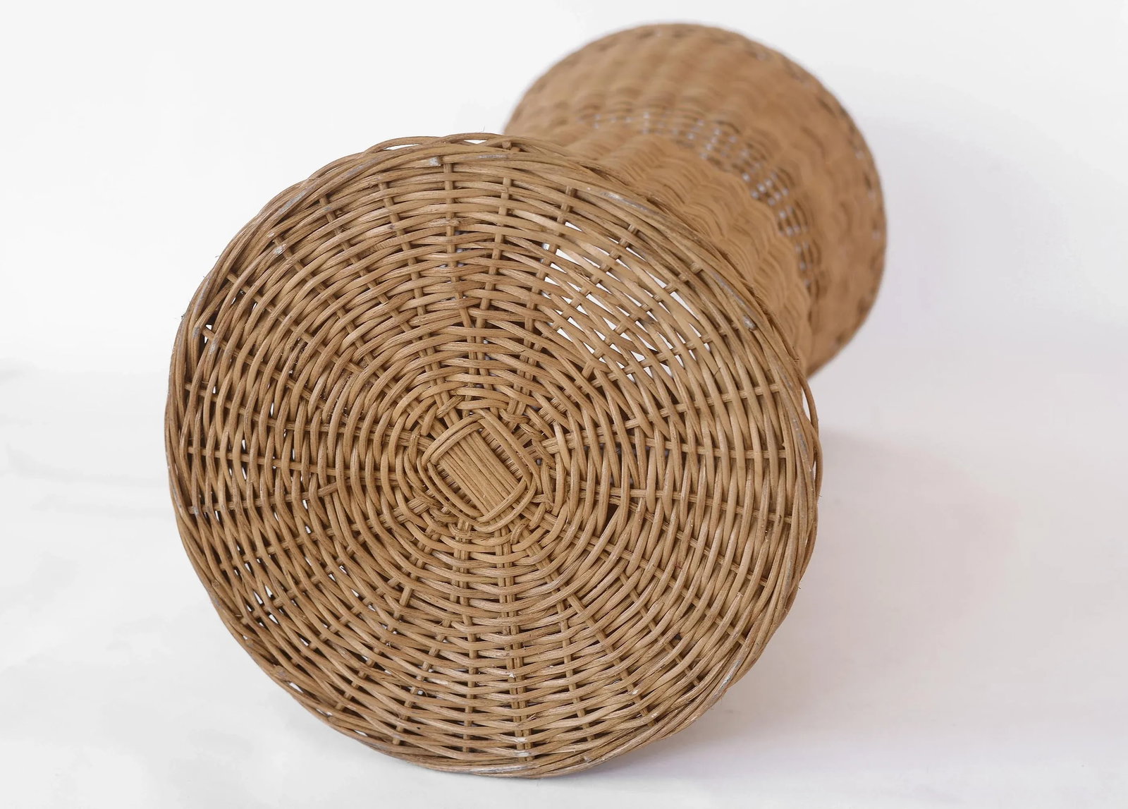 Vintage Boho Wicker Rattan Pedestal Plant Stand - 7