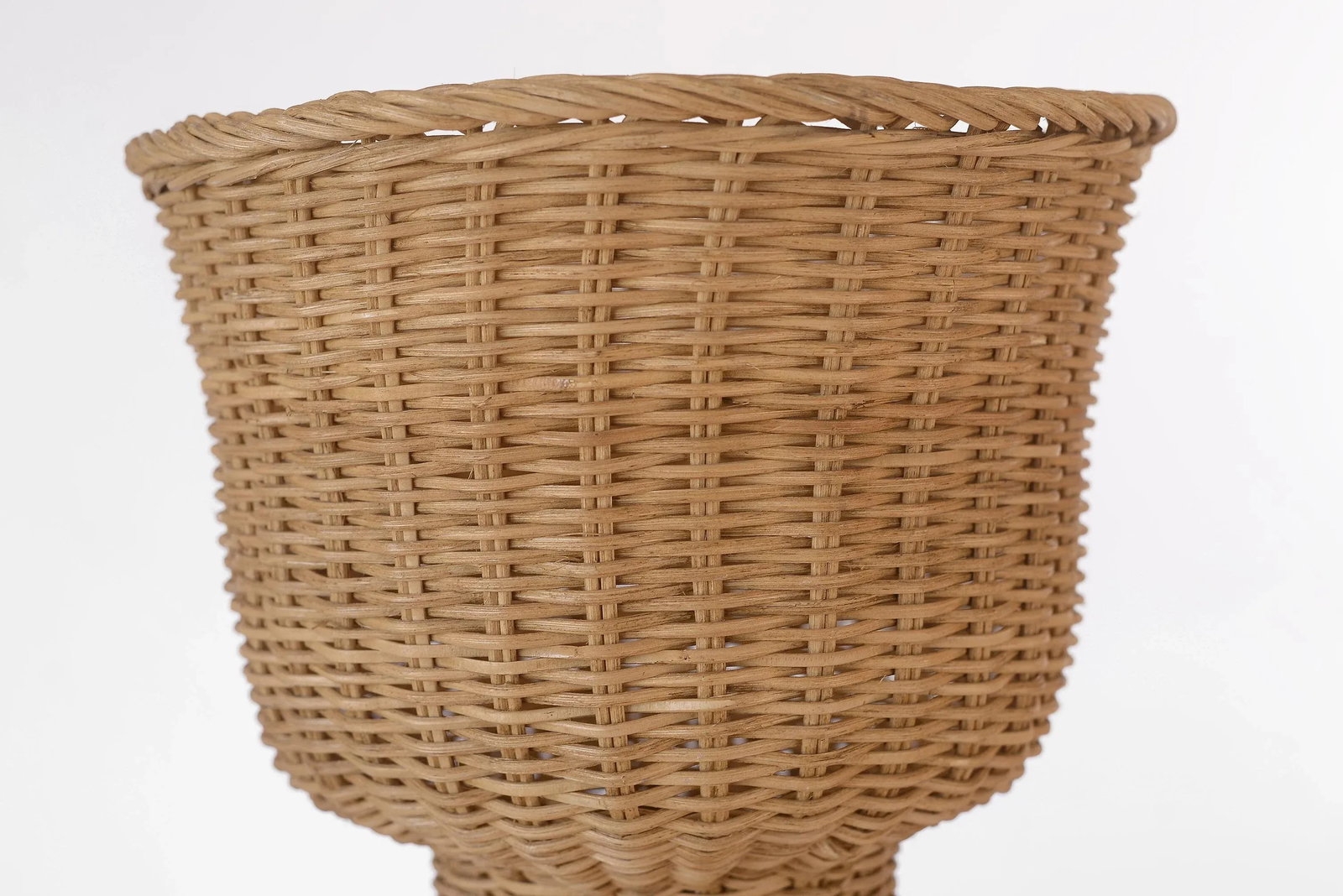 Vintage Boho Wicker Rattan Pedestal Plant Stand - 8
