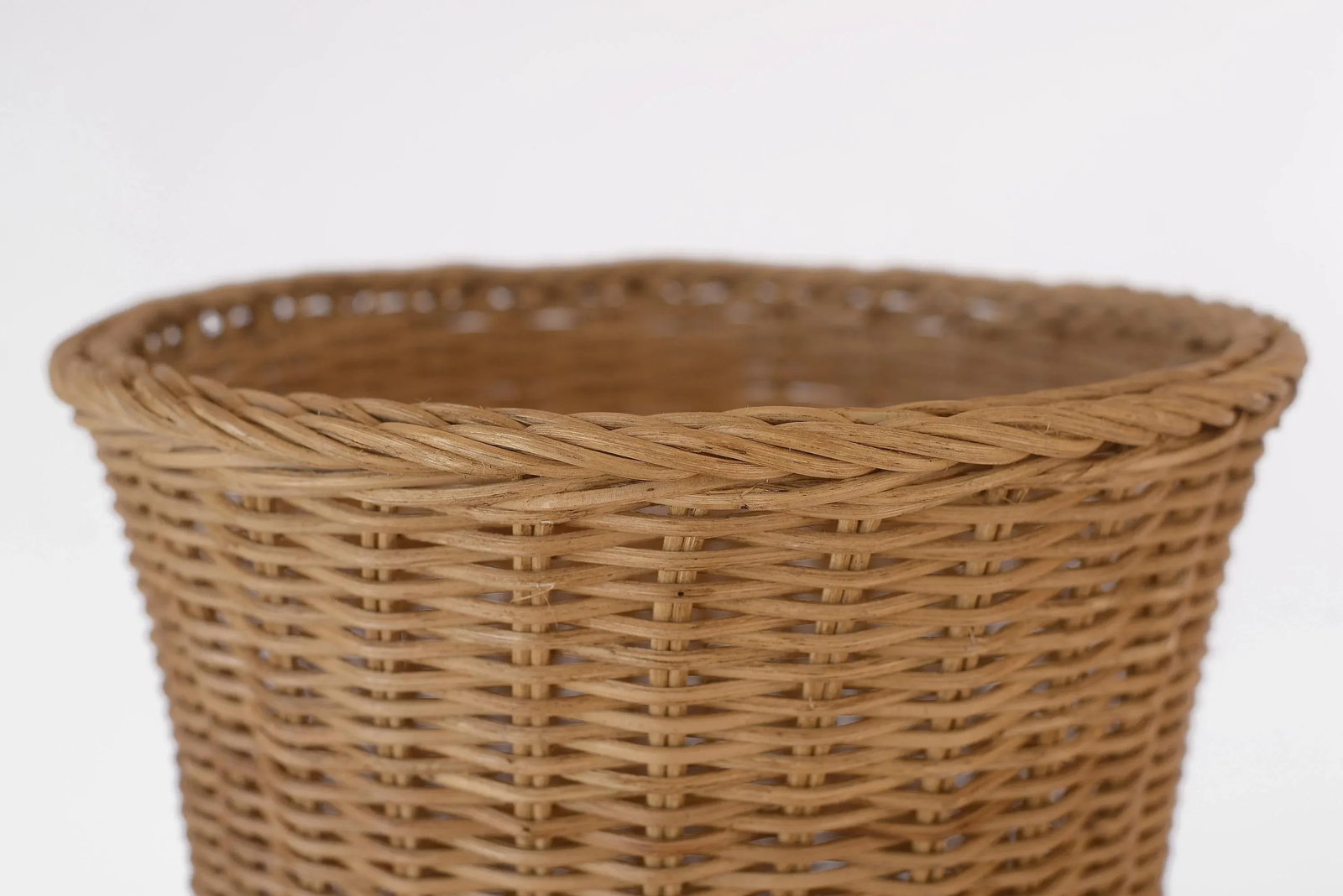 Vintage Boho Wicker Rattan Pedestal Plant Stand - 9