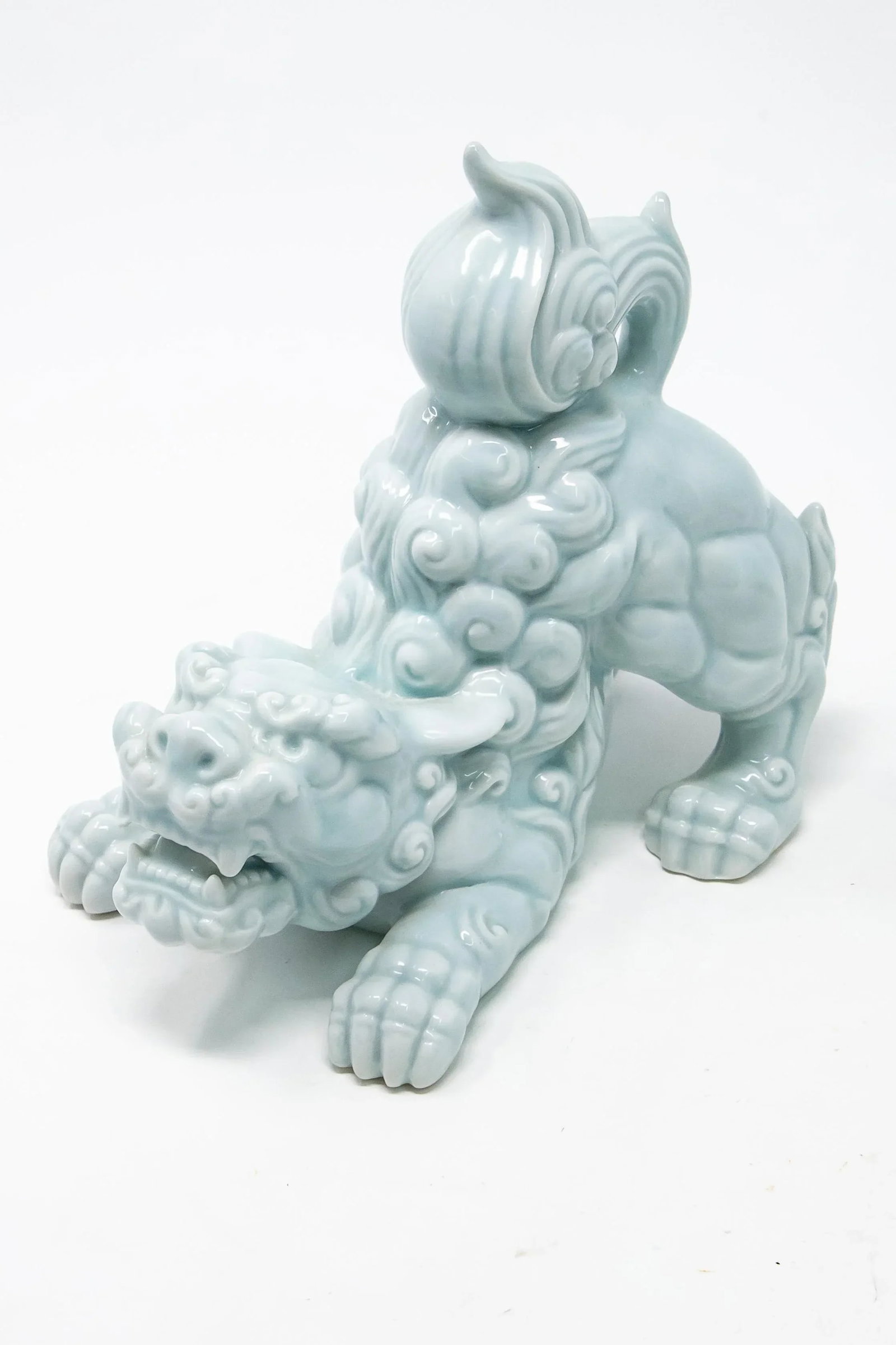 Andrea by Sadek Celadon Foo Dog Figurines - a Pair - 8
