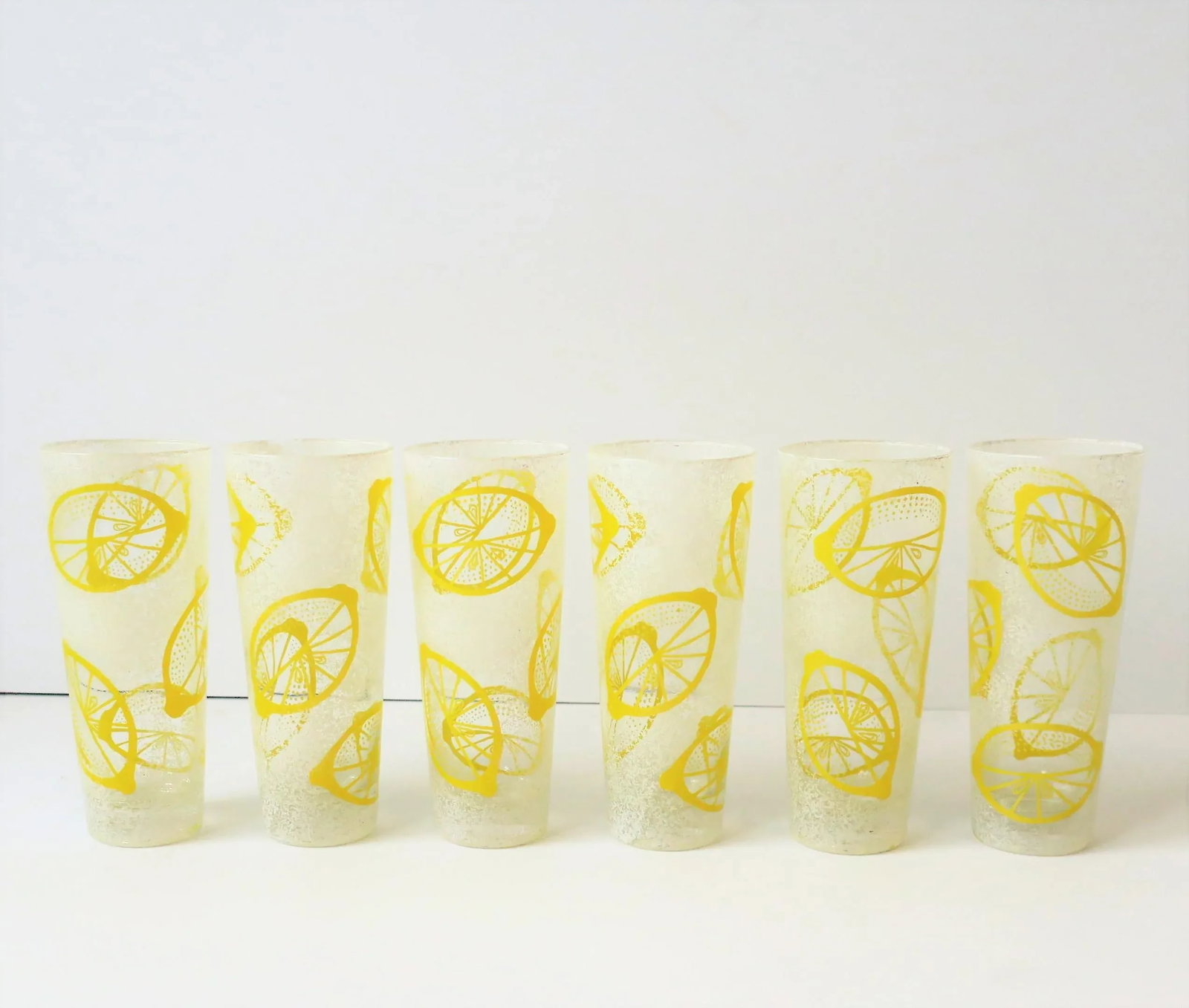 Vintage Lemon Yellow Lemons Highball Cocktail Glasses, Set of 6 - 2