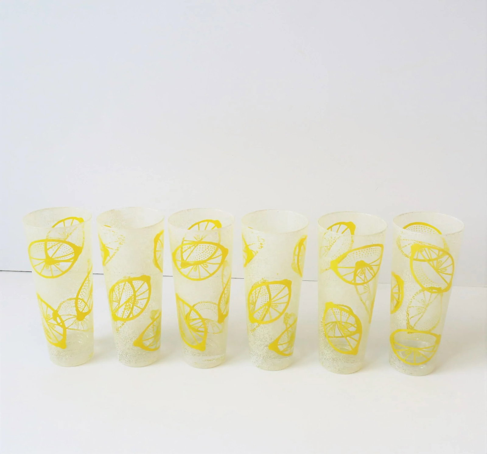 Vintage Lemon Yellow Lemons Highball Cocktail Glasses, Set of 6 - 3