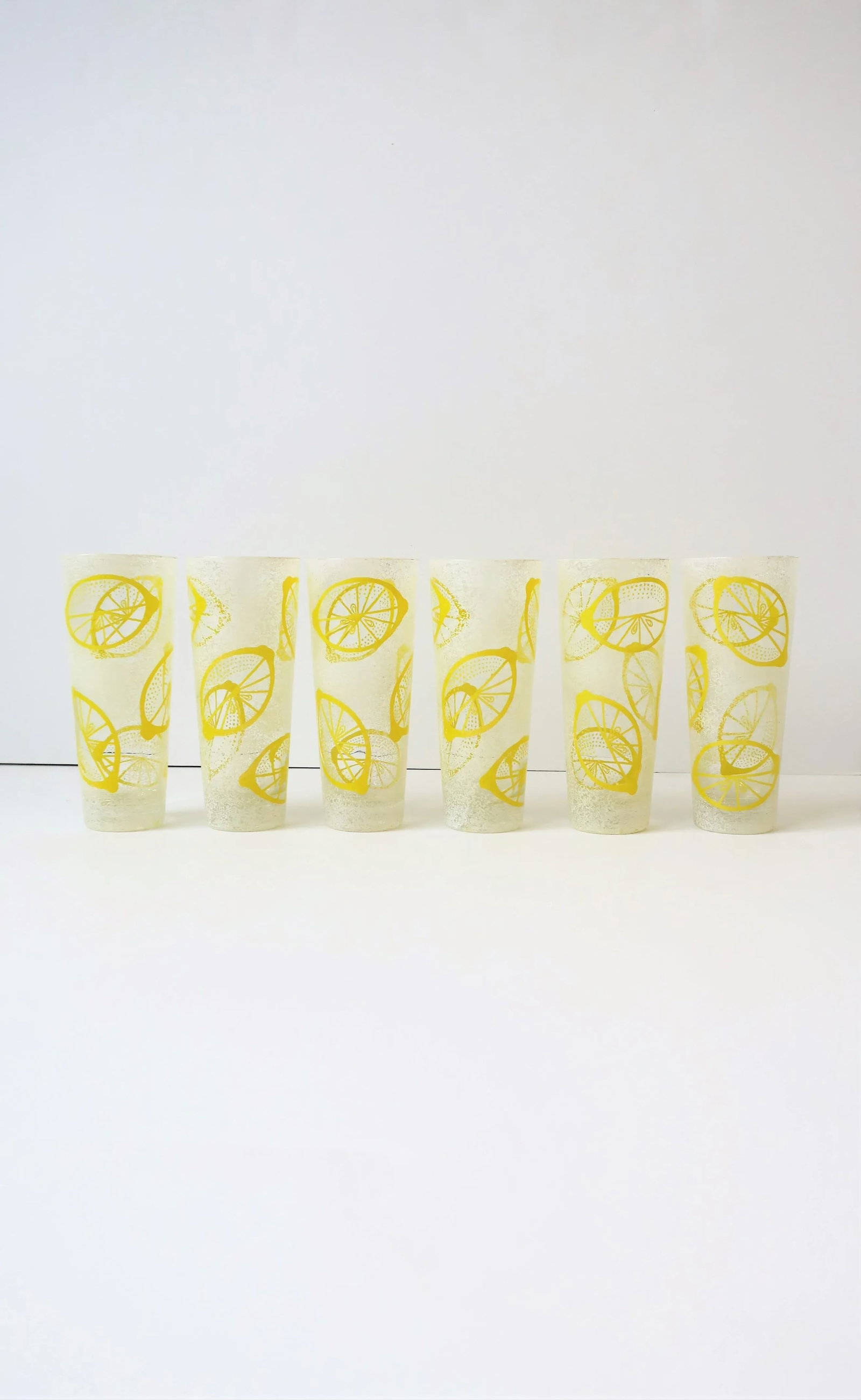 Vintage Lemon Yellow Lemons Highball Cocktail Glasses, Set of 6 - 4