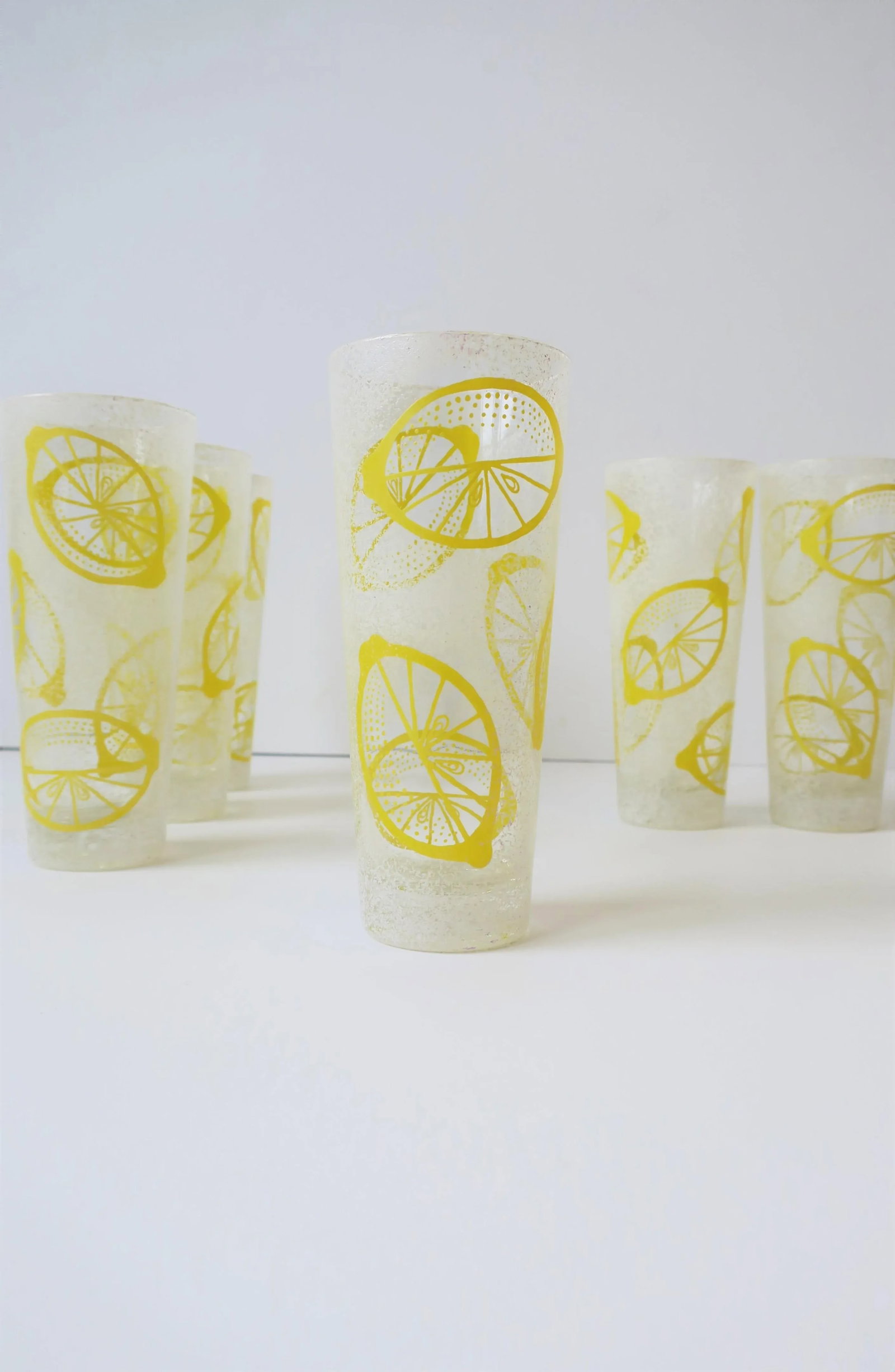 Vintage Lemon Yellow Lemons Highball Cocktail Glasses, Set of 6 - 5