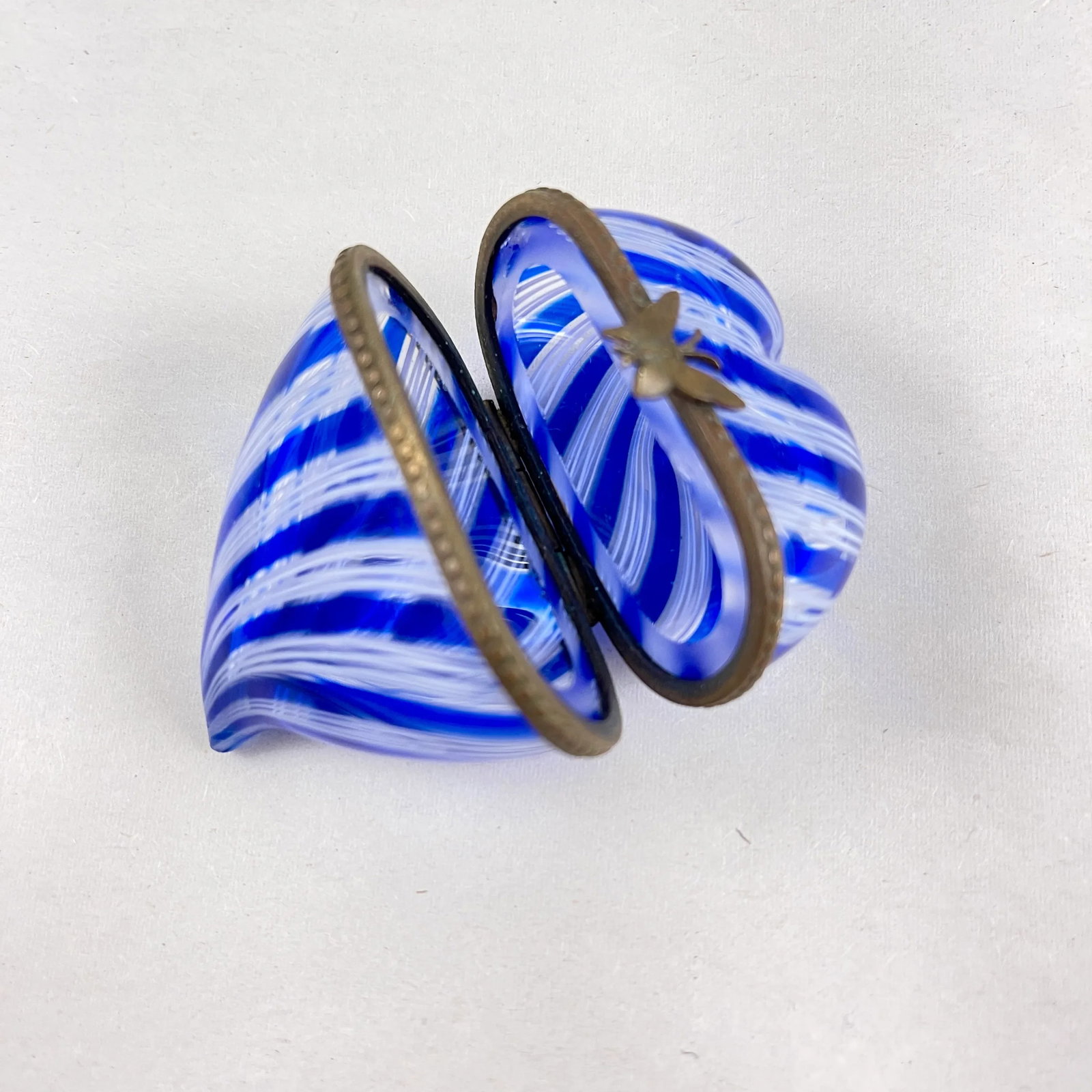 Murano Venetian Glass Latticino Heart Shaped Trinket Box - 6