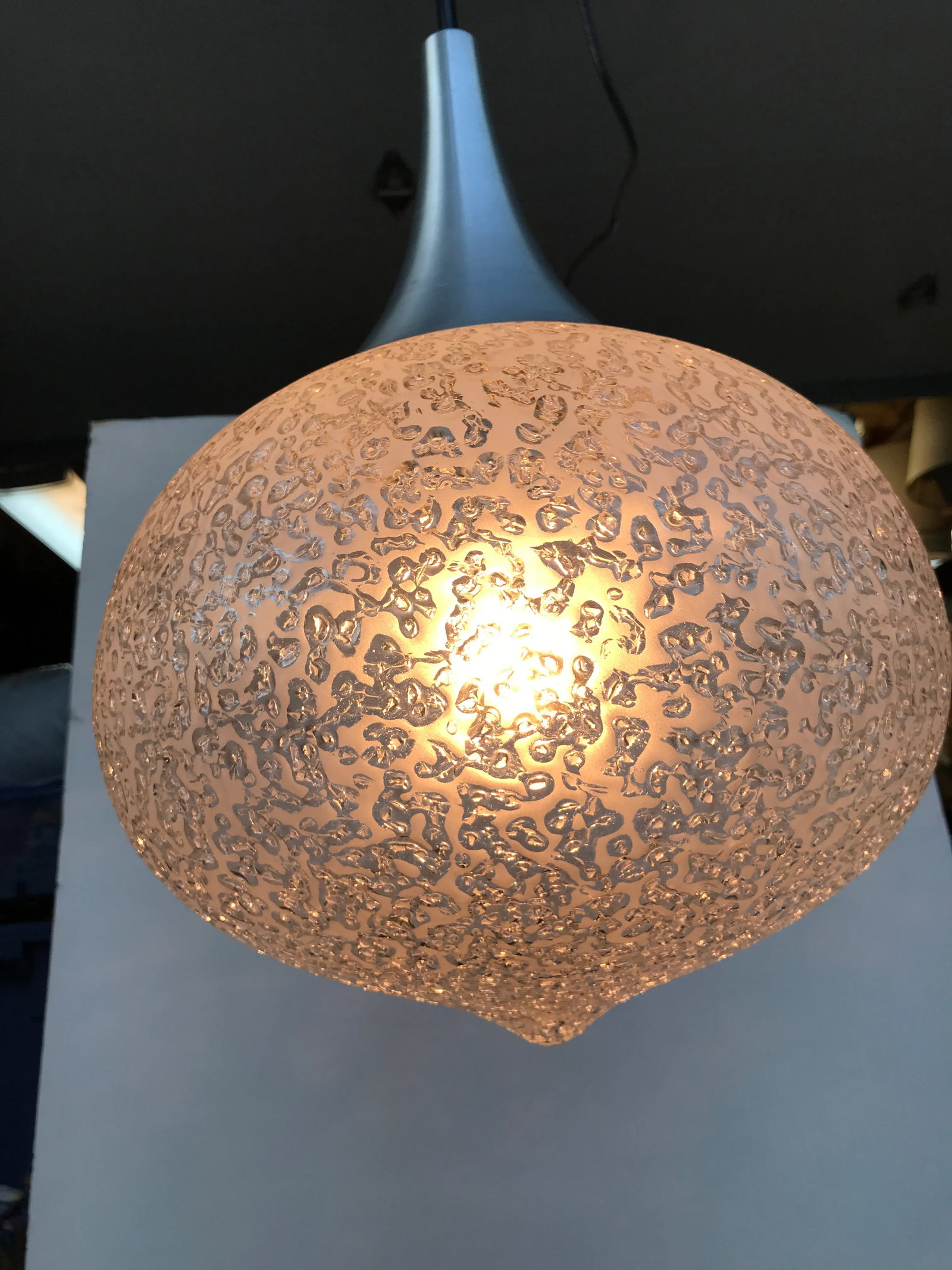 1960s Murano Glass Pendant Globe Ceiling Lamp Light by Doria - 11