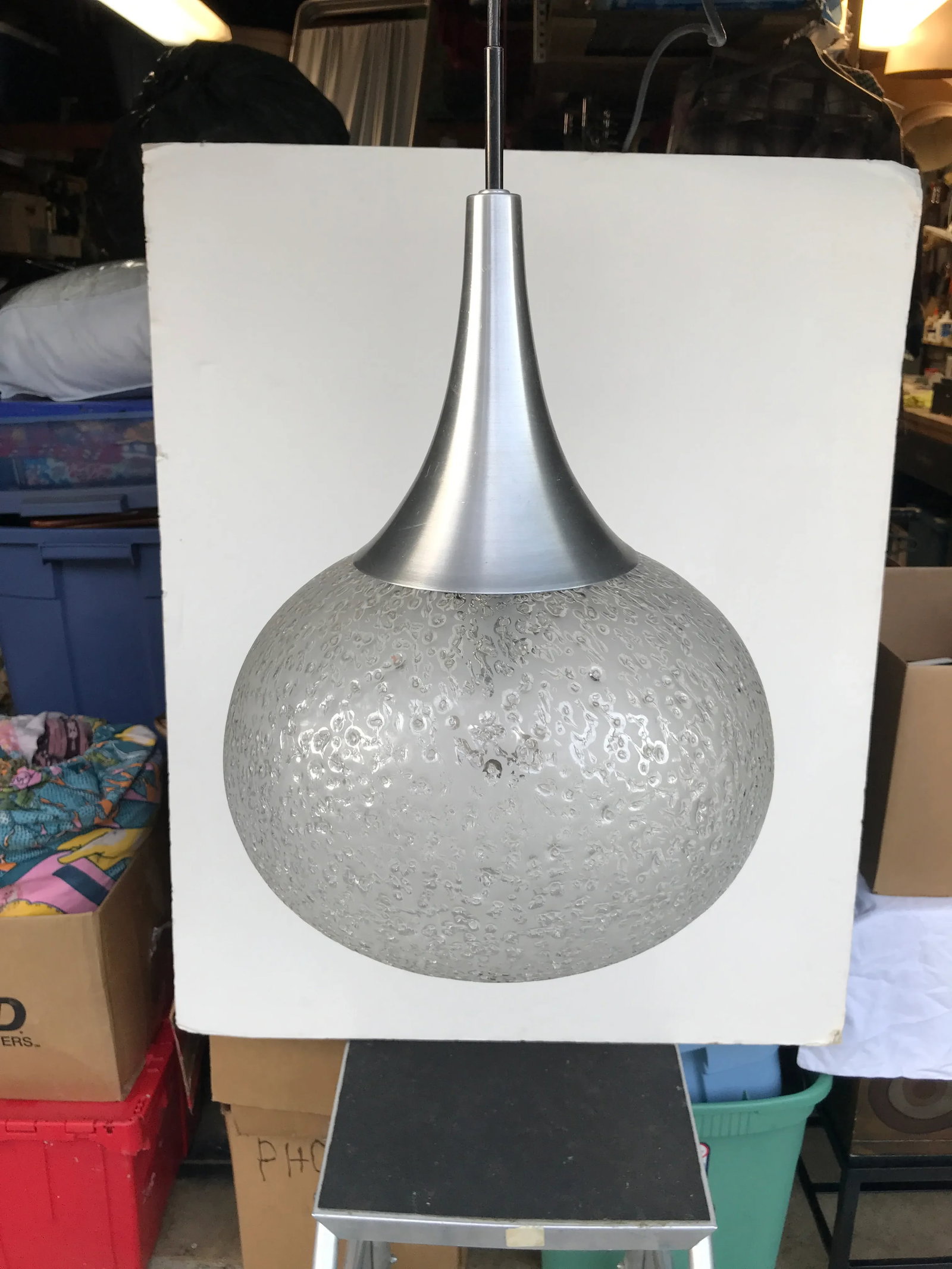 1960s Murano Glass Pendant Globe Ceiling Lamp Light by Doria - 12