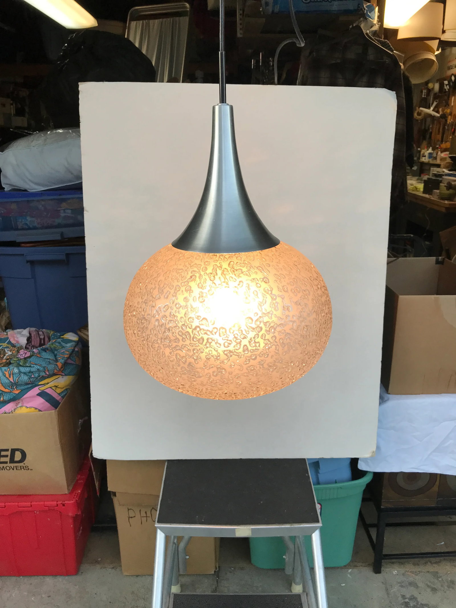 1960s Murano Glass Pendant Globe Ceiling Lamp Light by Doria - 4