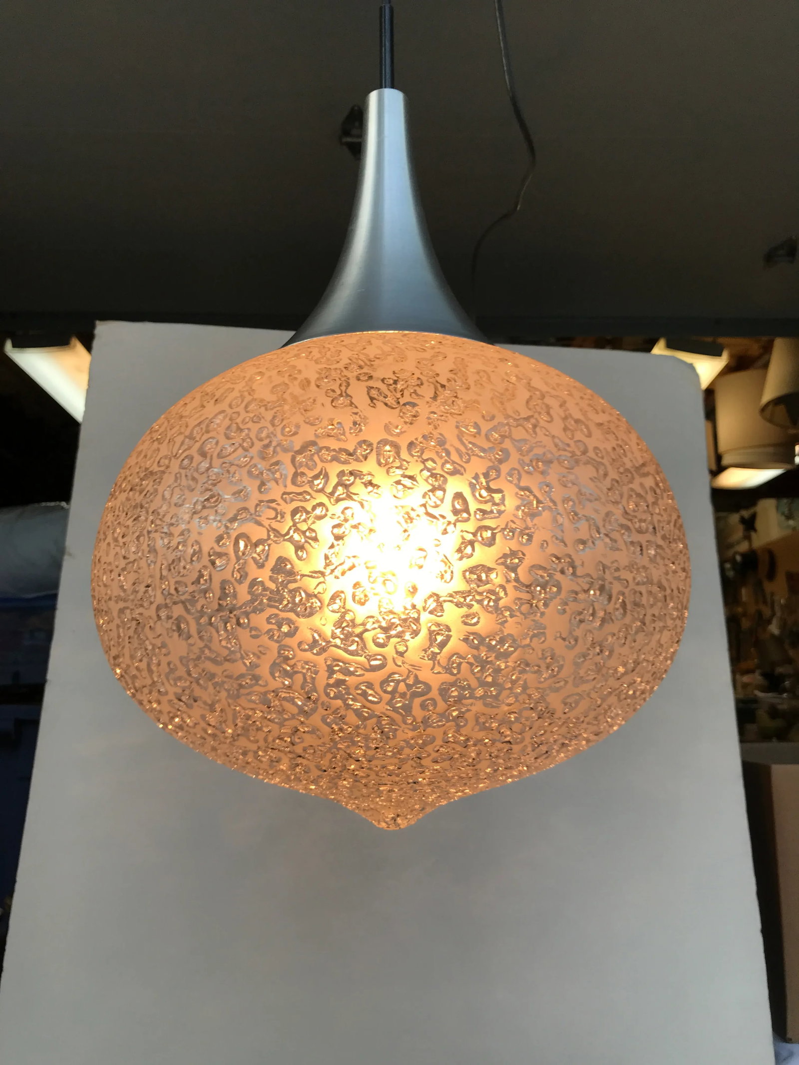 1960s Murano Glass Pendant Globe Ceiling Lamp Light by Doria - 5