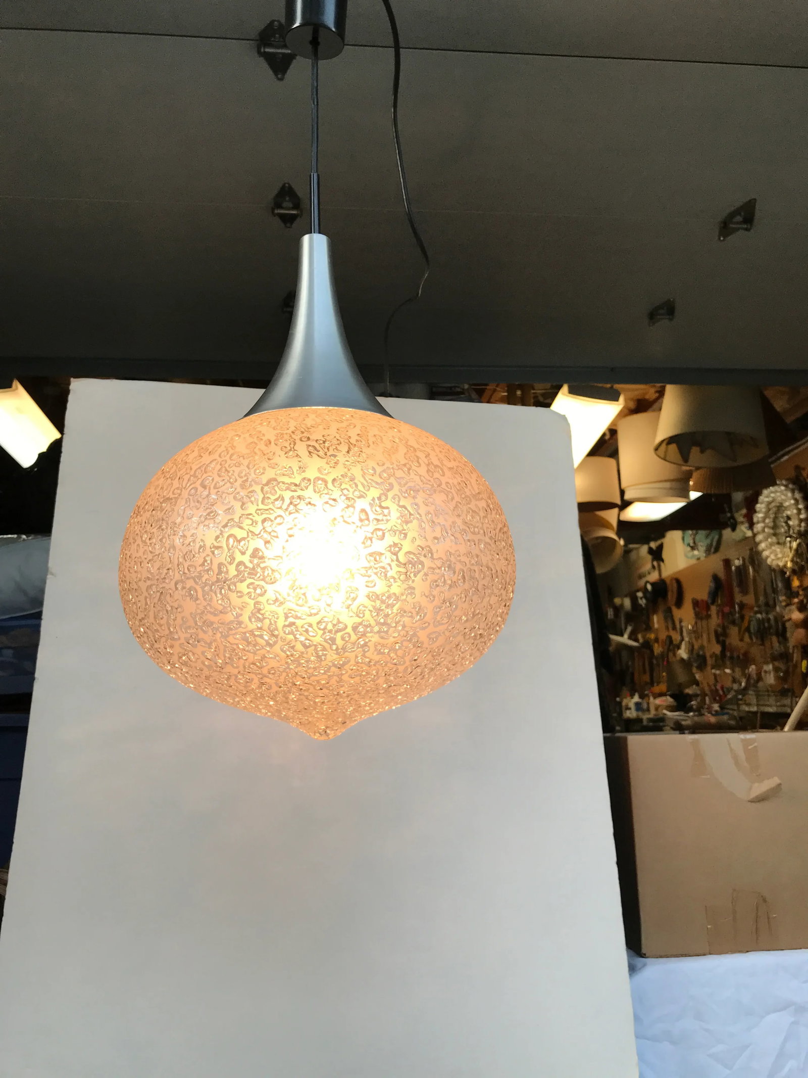 1960s Murano Glass Pendant Globe Ceiling Lamp Light by Doria - 6