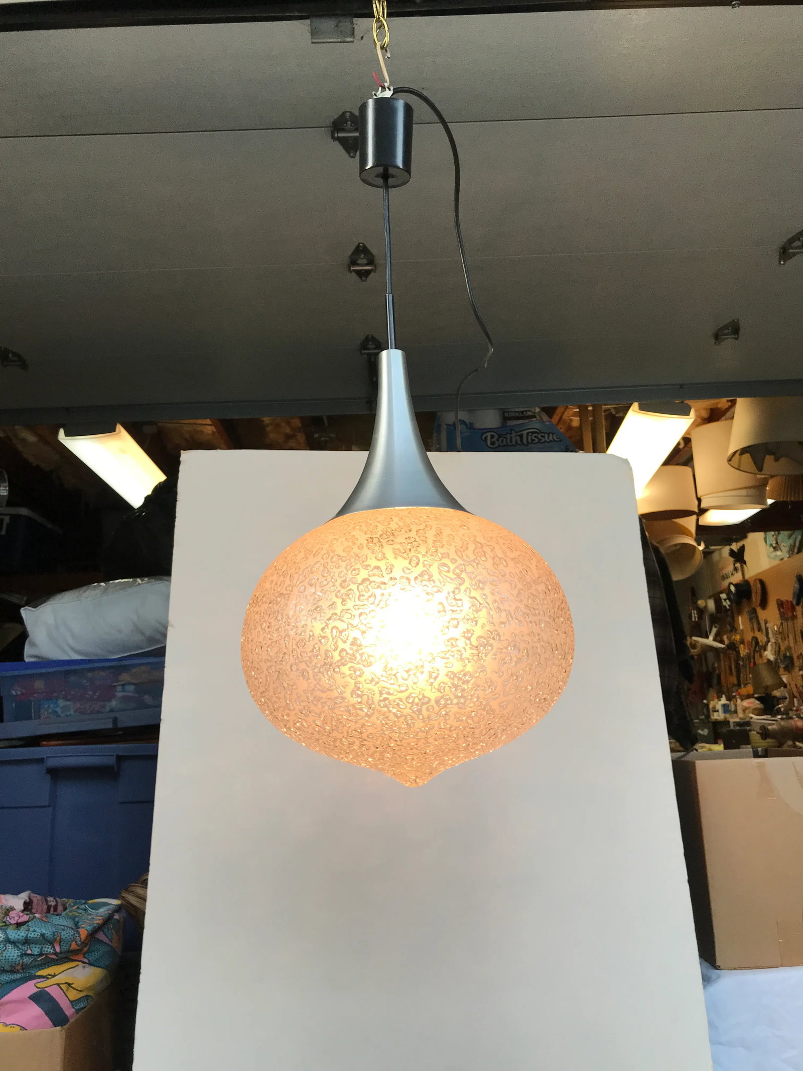 1960s Murano Glass Pendant Globe Ceiling Lamp Light by Doria - 9