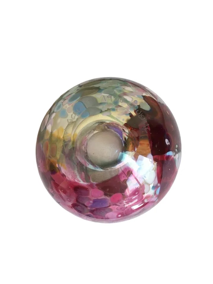 Signed Vintage 1988 John Gerletti Colorful Hand Blown Abstract Art Glass Vase - 7