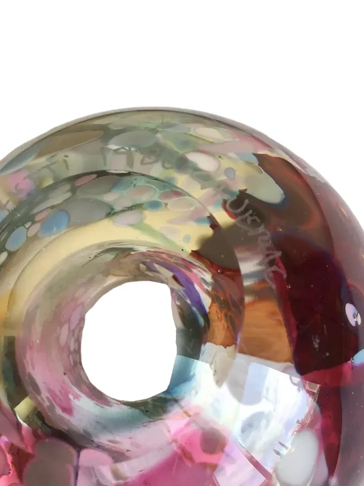 Signed Vintage 1988 John Gerletti Colorful Hand Blown Abstract Art Glass Vase - 8