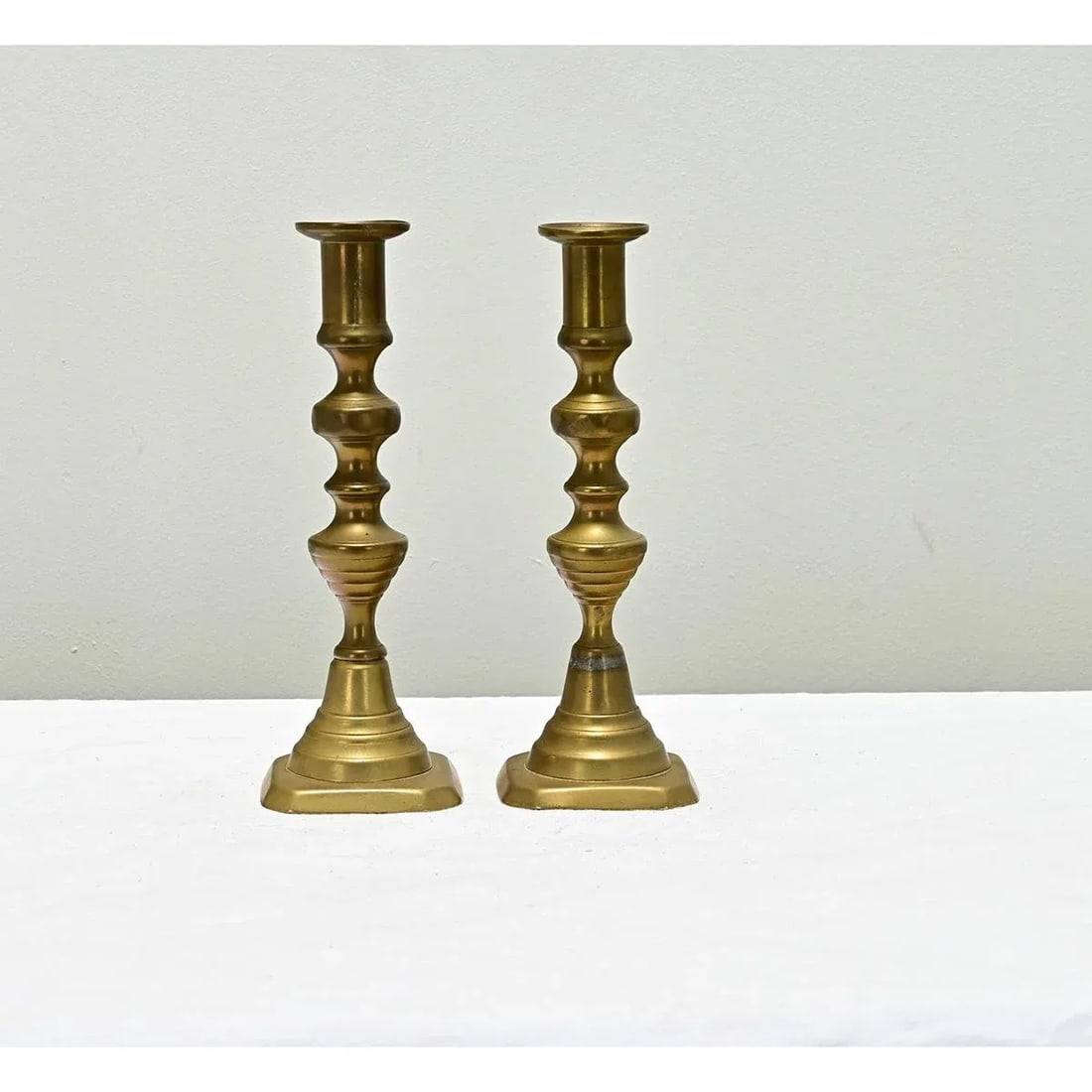 French Early 1900s Brass Candlesticks - A Pair - 2