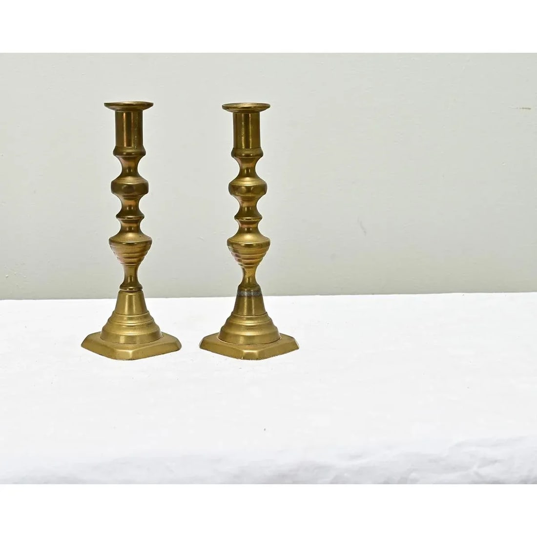 French Early 1900s Brass Candlesticks - A Pair - 5