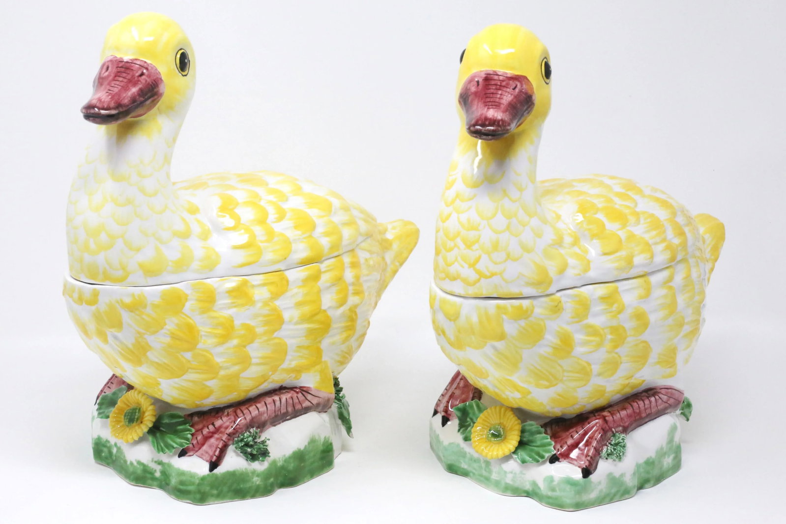 Vintage Palm Beach Regency Italian Yellow Duck Tureens - a Pair - 12
