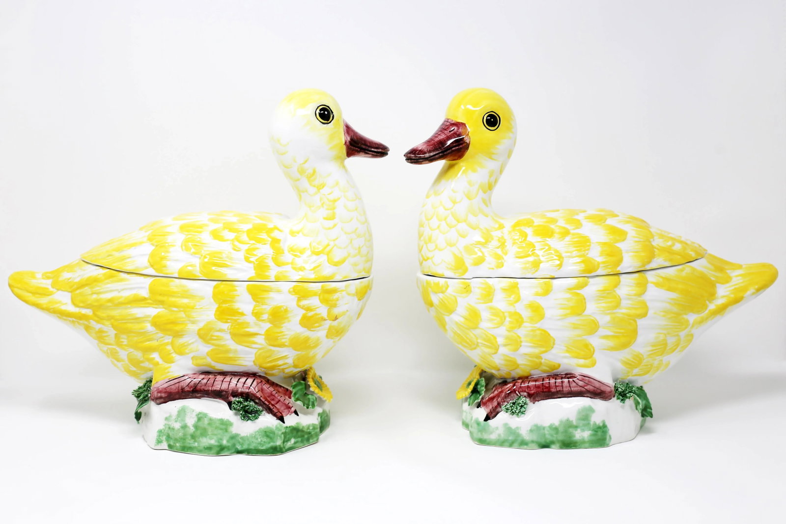 Vintage Palm Beach Regency Italian Yellow Duck Tureens - a Pair - 2