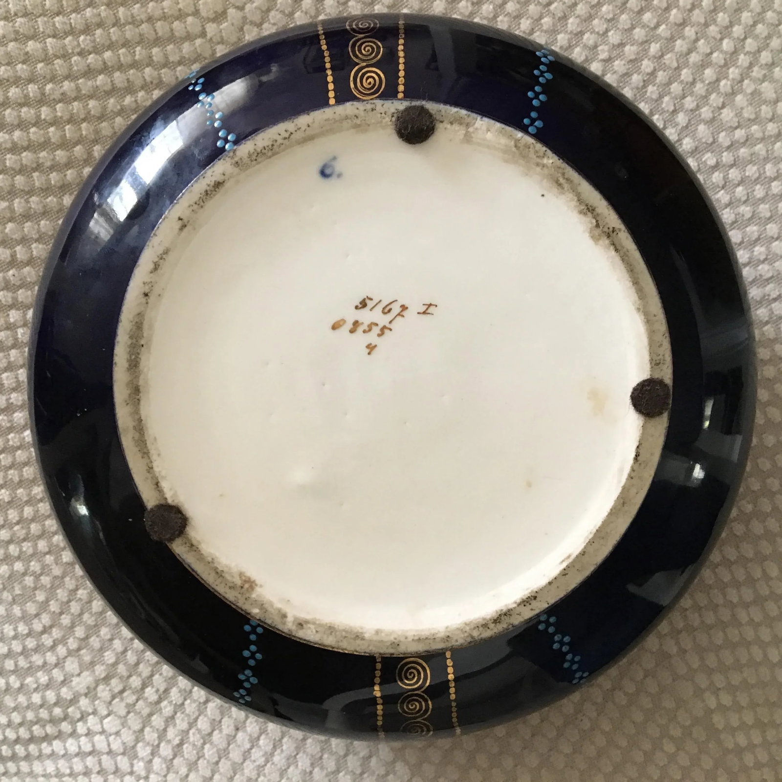 Antique Cobalt Blue French Porcelain Dresser Box - 6