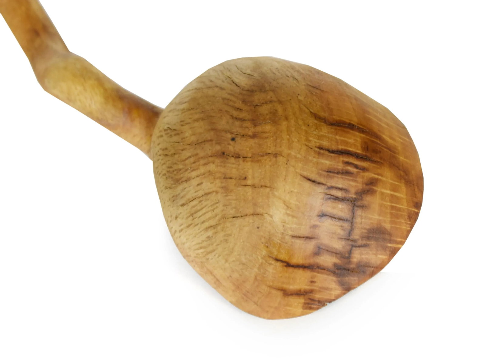 Vintage Large Hand Carved Wavy Curve Irregular Handle Spoon Ladle - 5