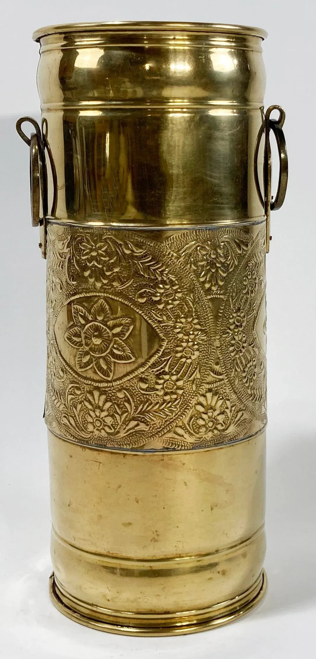 Vintage Brass Floral Motif Umbrella Stand - 2