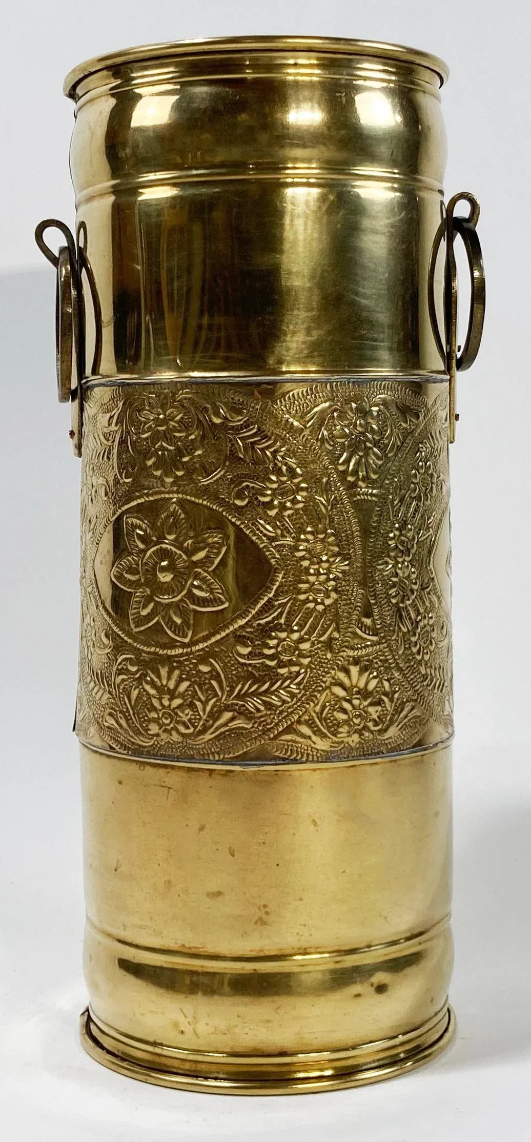 Vintage Brass Floral Motif Umbrella Stand - 3