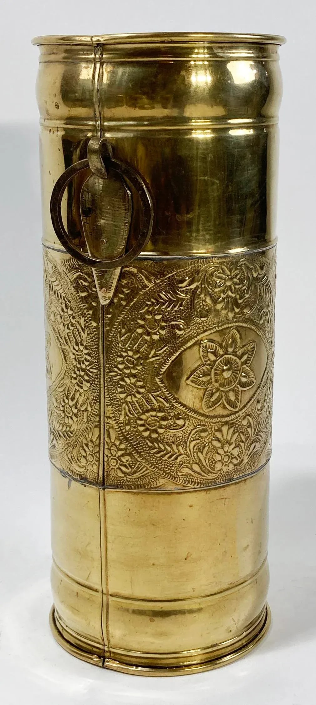 Vintage Brass Floral Motif Umbrella Stand - 4