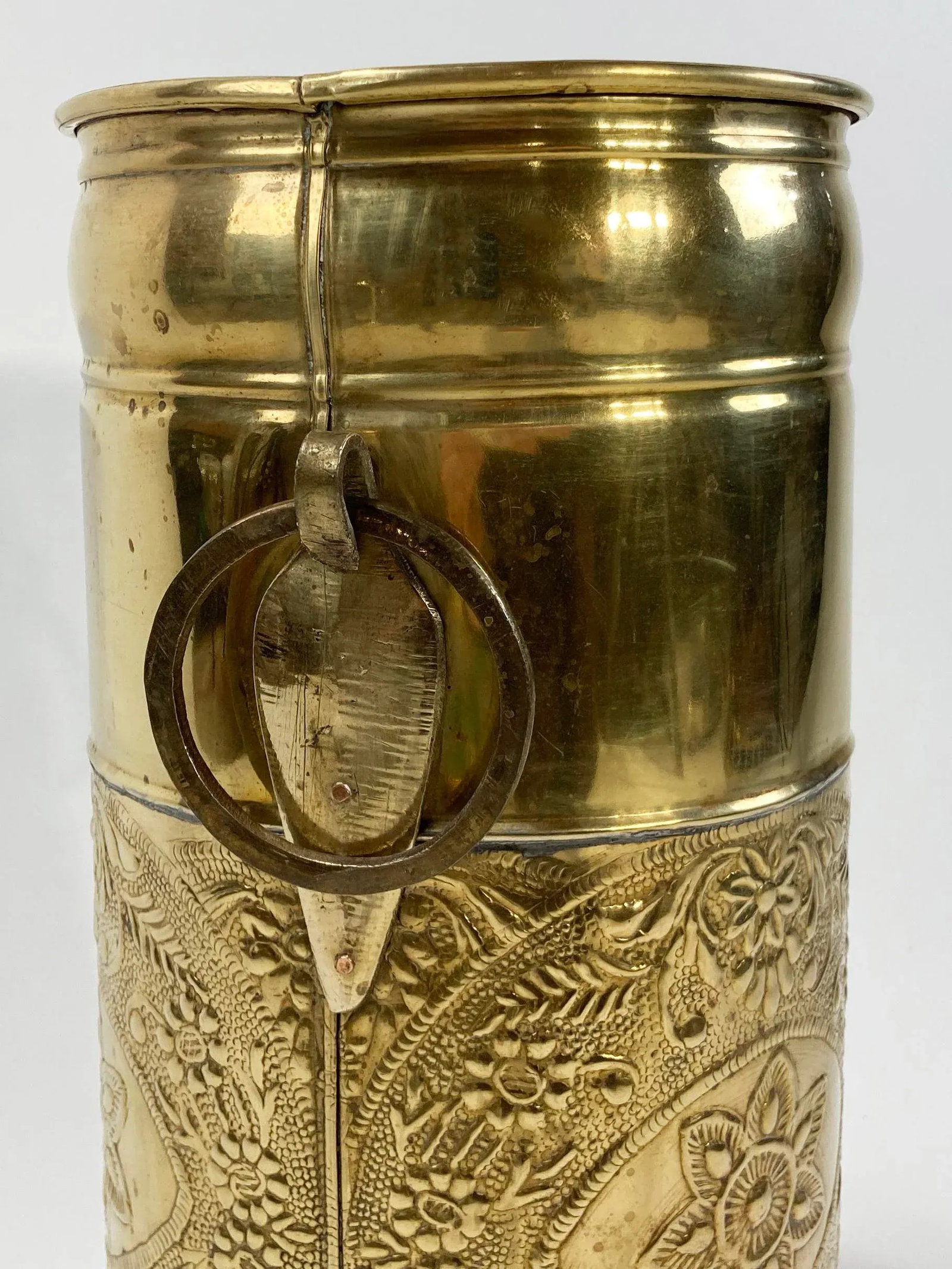 Vintage Brass Floral Motif Umbrella Stand - 7