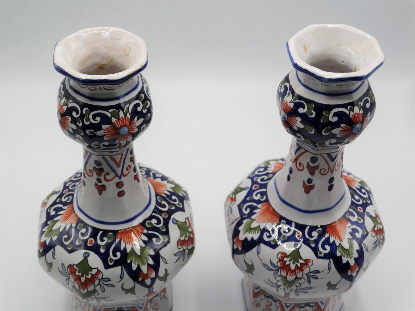 Antique Dutch Delft Polychrome Knobble Vases, a Pair - 6