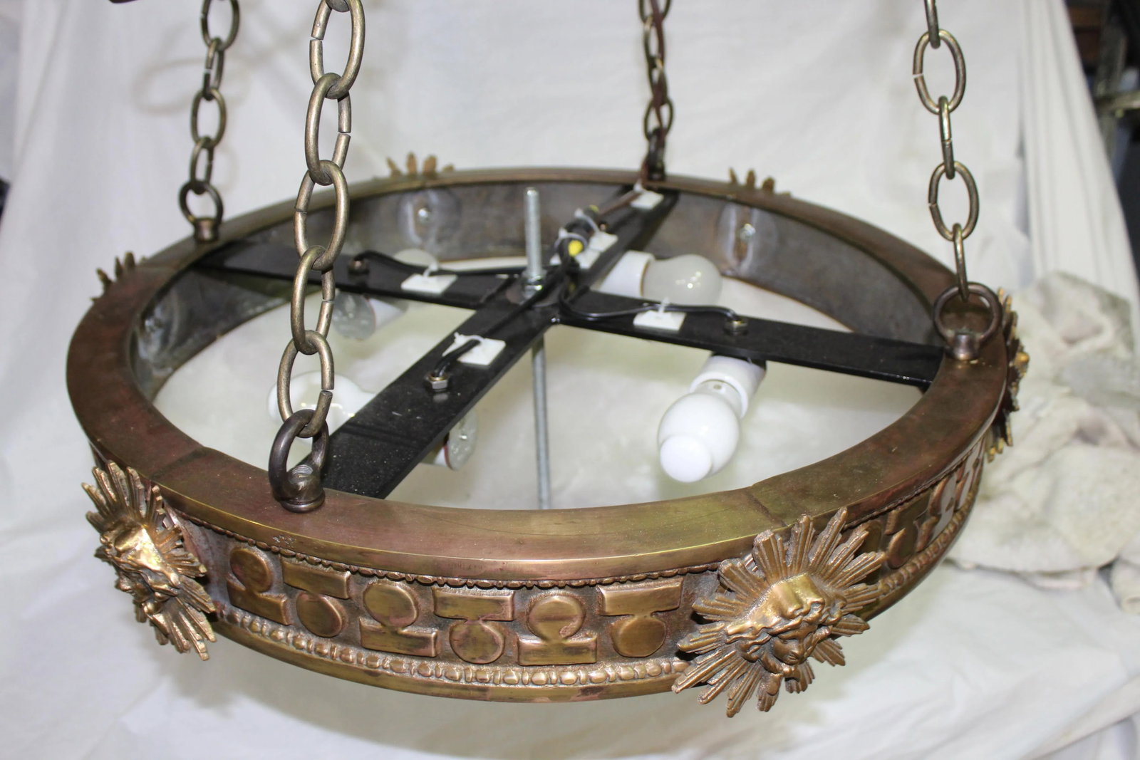 1990s English/Empire Bronze and Alabaster Chandelier - 5