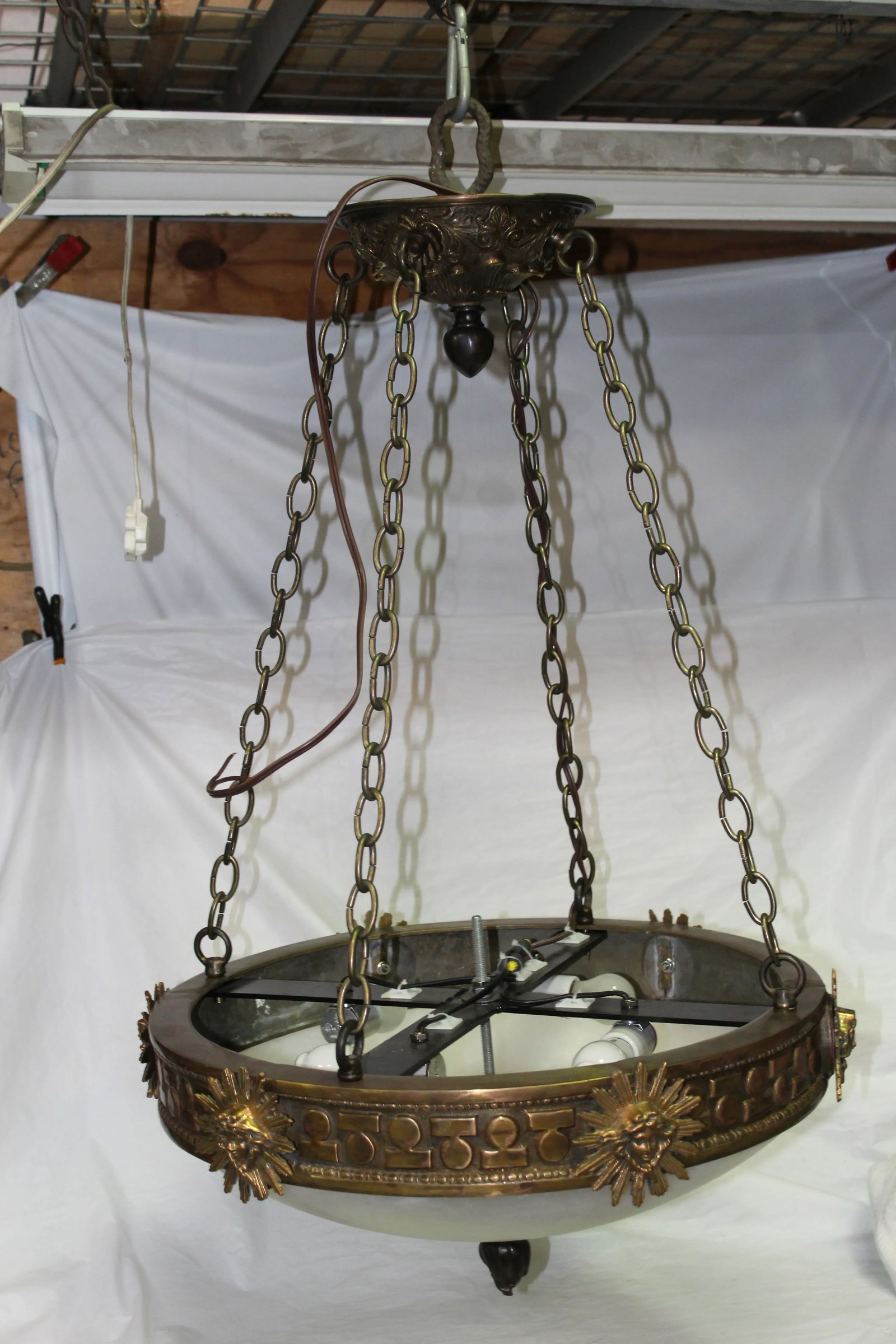 1990s English/Empire Bronze and Alabaster Chandelier - 7