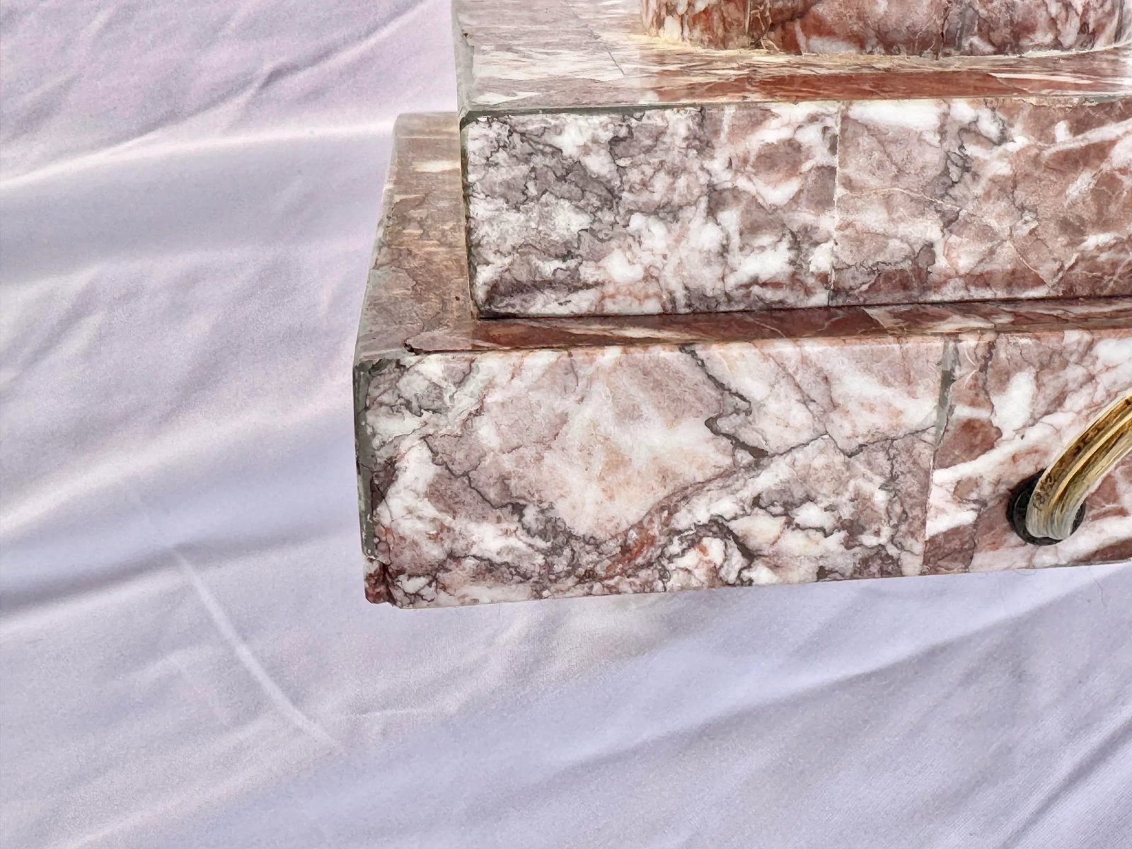 Pair of Vintage Pink Marble Tesselated Table Lamps - Attributed to Maitland-Smith (Some Wear) - 10