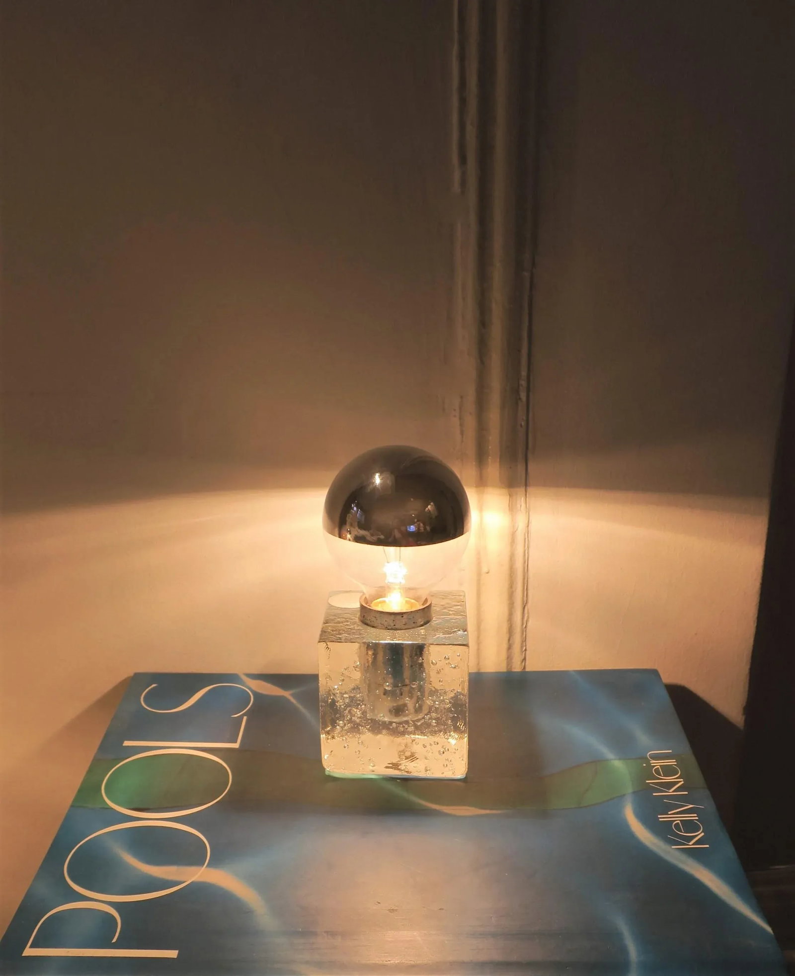 Italian Postmodern Poliarte Ice Cube Clear Art Glass Table Lamps, 1970s - 3