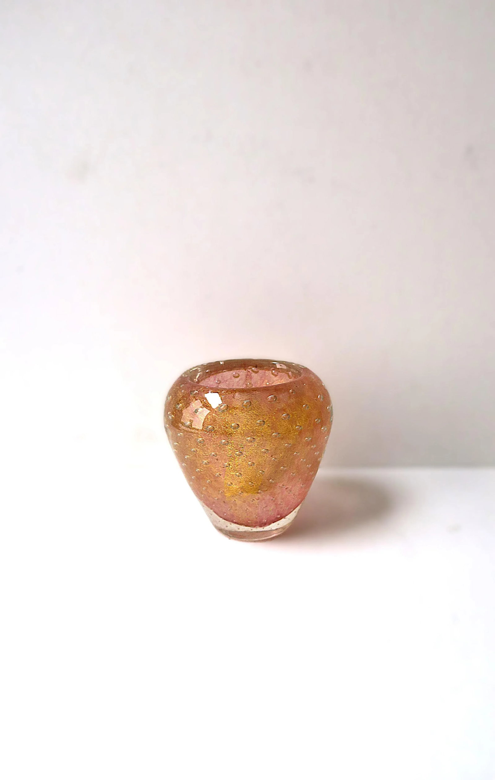 Pink and Gold Modern Italian Murano Barovier Toso Art Glass Vase - 2