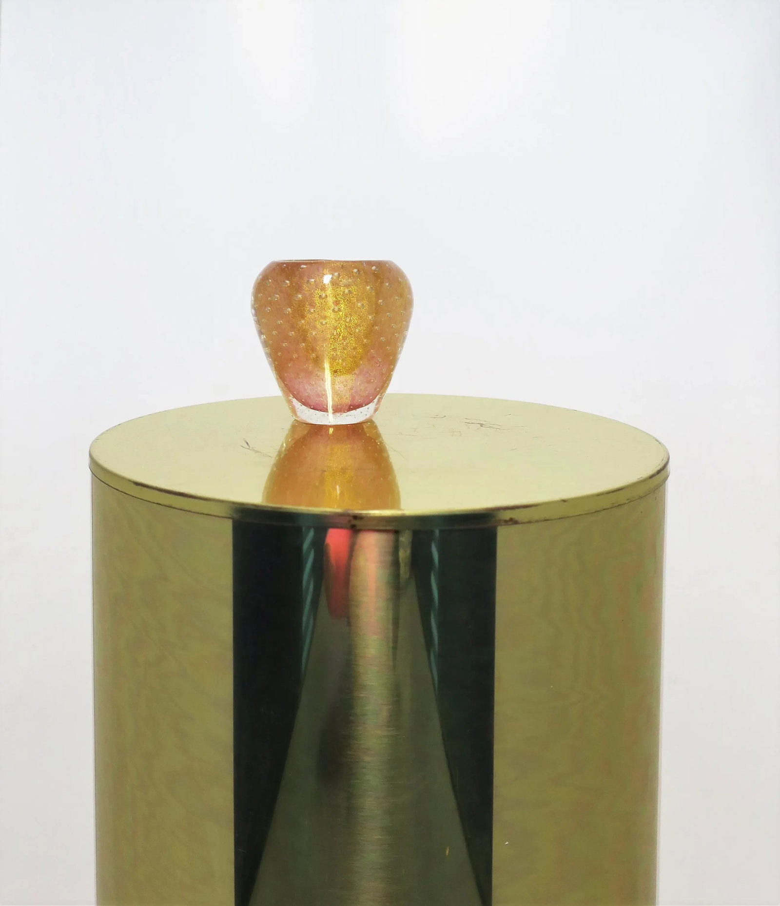 Pink and Gold Modern Italian Murano Barovier Toso Art Glass Vase - 3