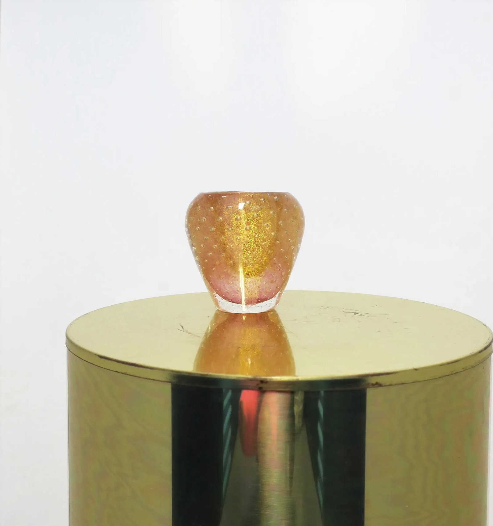 Pink and Gold Modern Italian Murano Barovier Toso Art Glass Vase - 4