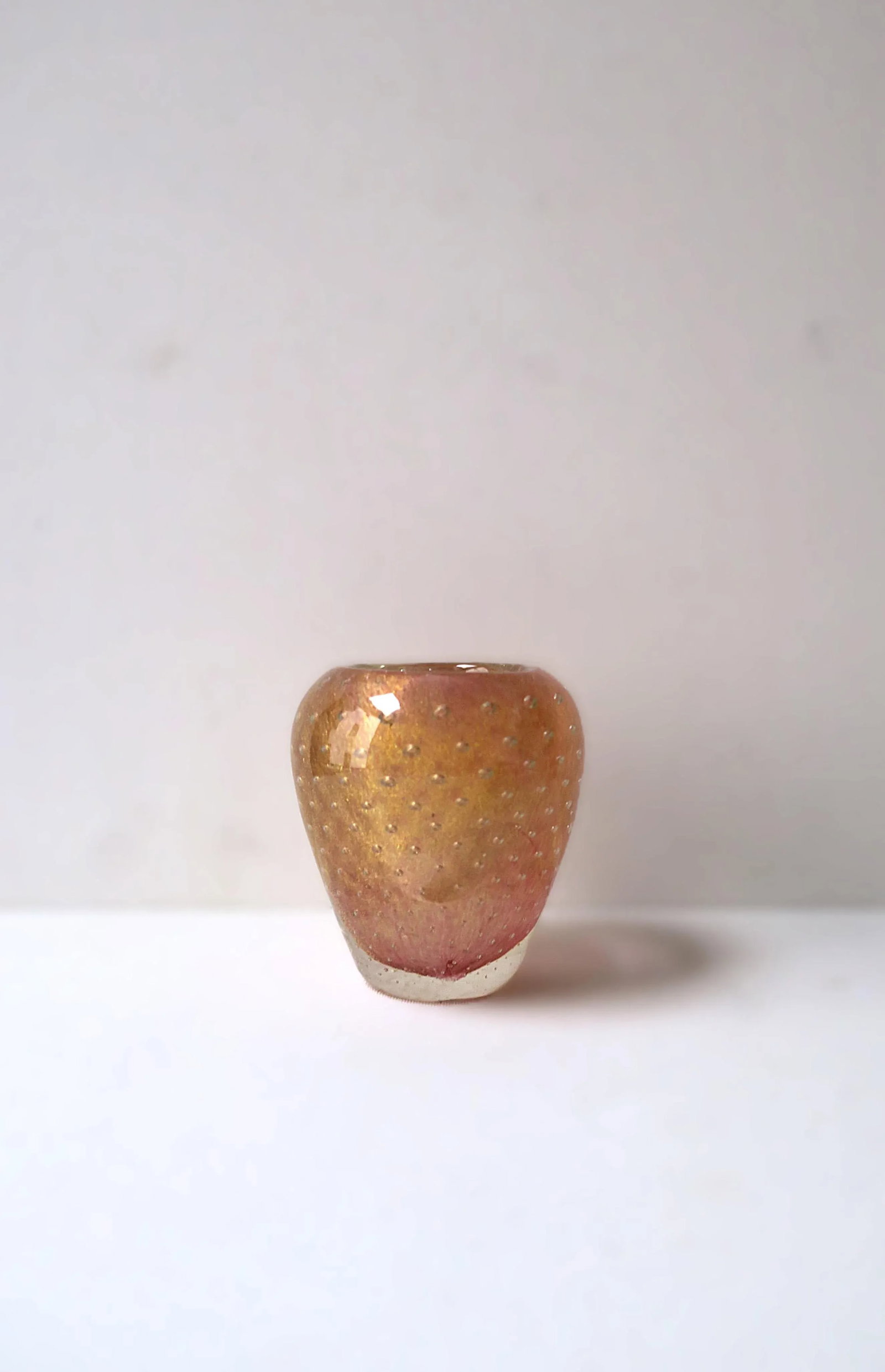 Pink and Gold Modern Italian Murano Barovier Toso Art Glass Vase - 7