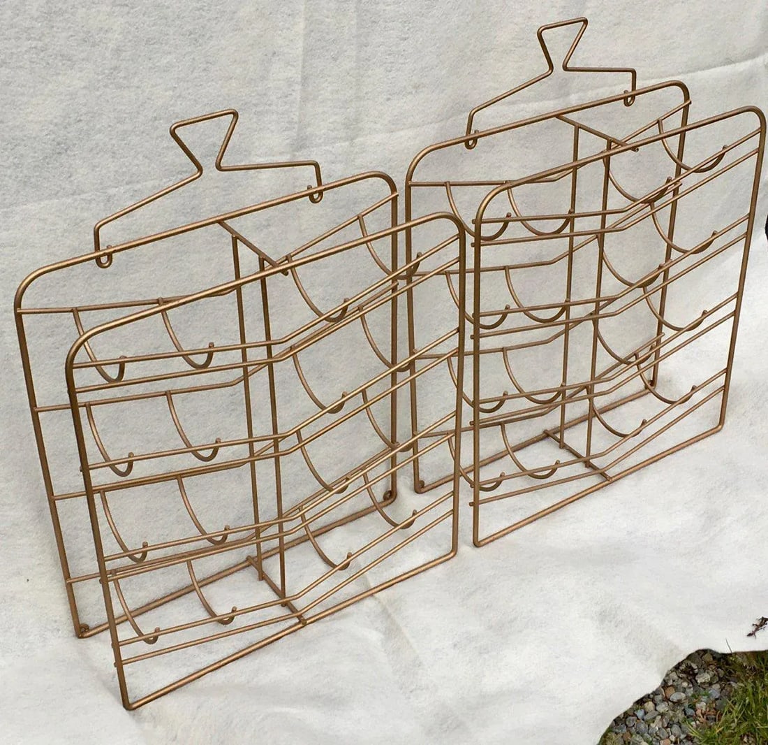 Mid-Century Modern Iron Wine Racks - a Pair - 2