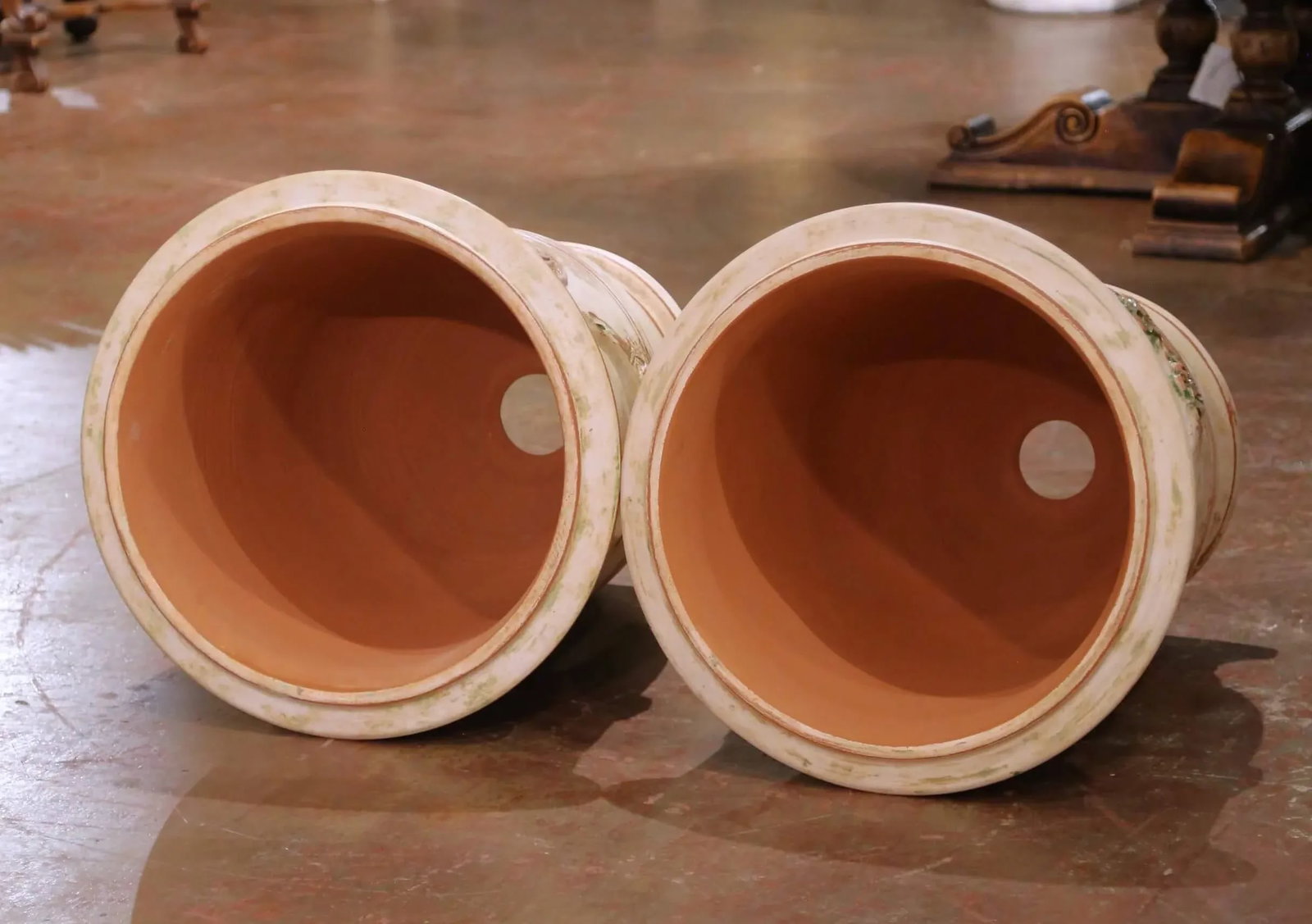 Pair of French Weathered Terracotta Anduze Planters by La Madeleine - 12