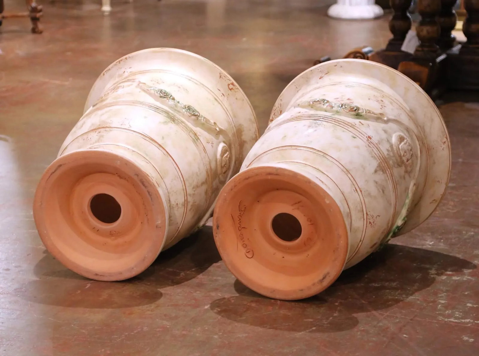 Pair of French Weathered Terracotta Anduze Planters by La Madeleine - 13