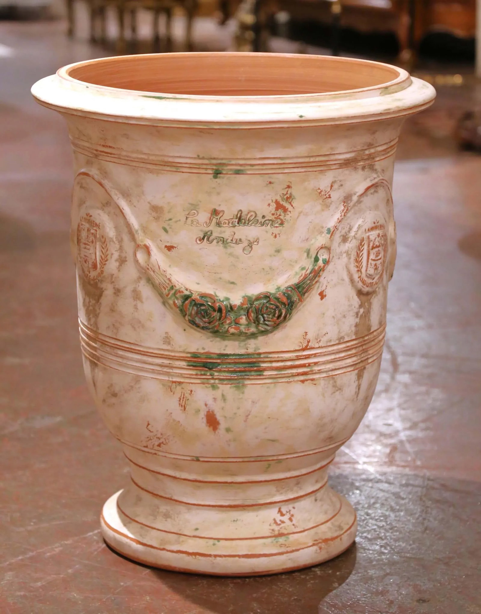 Pair of French Weathered Terracotta Anduze Planters by La Madeleine - 4
