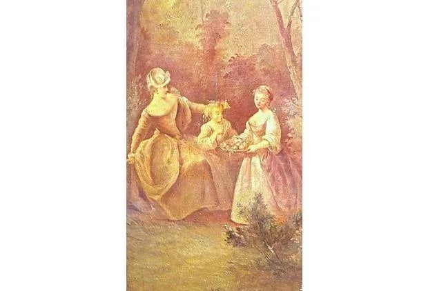 Antique 19th C. French Hand-Painted Screen - 2