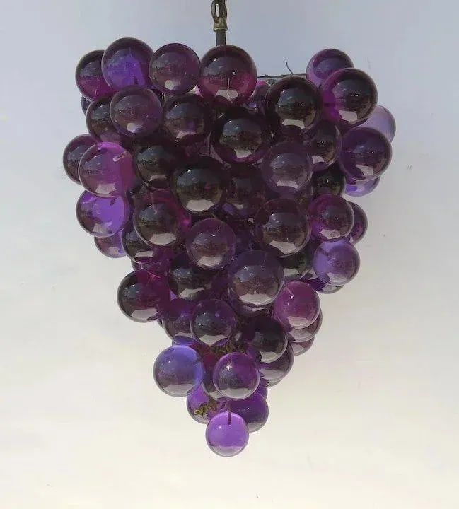 Vintage Mid-Century Acrylic Cluster Grape Chandelier - 2