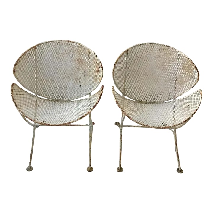 1960s Salterini Clam Shell Chairs - a Pair, Attributed: Pair of Salterini clam shell chairs. Needs to be repainted. Not marked Salterini. Condition: Alterations: Unknown Imperfections: Some Imperfections Condition Notes: Good Wear consistent with age and u