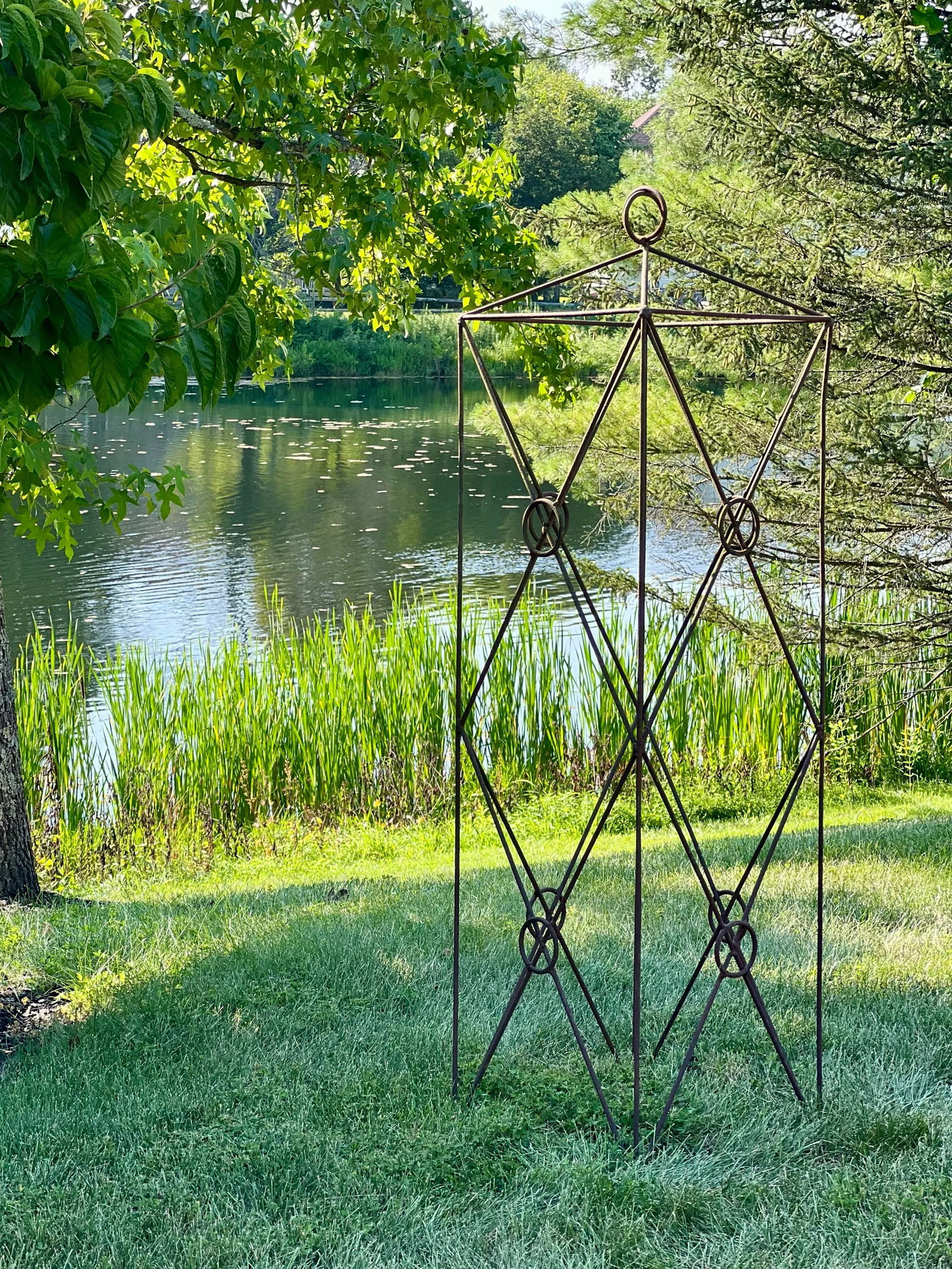 20th Century Wrought Iron Square Garden Obelisks - Set of 2 - 11