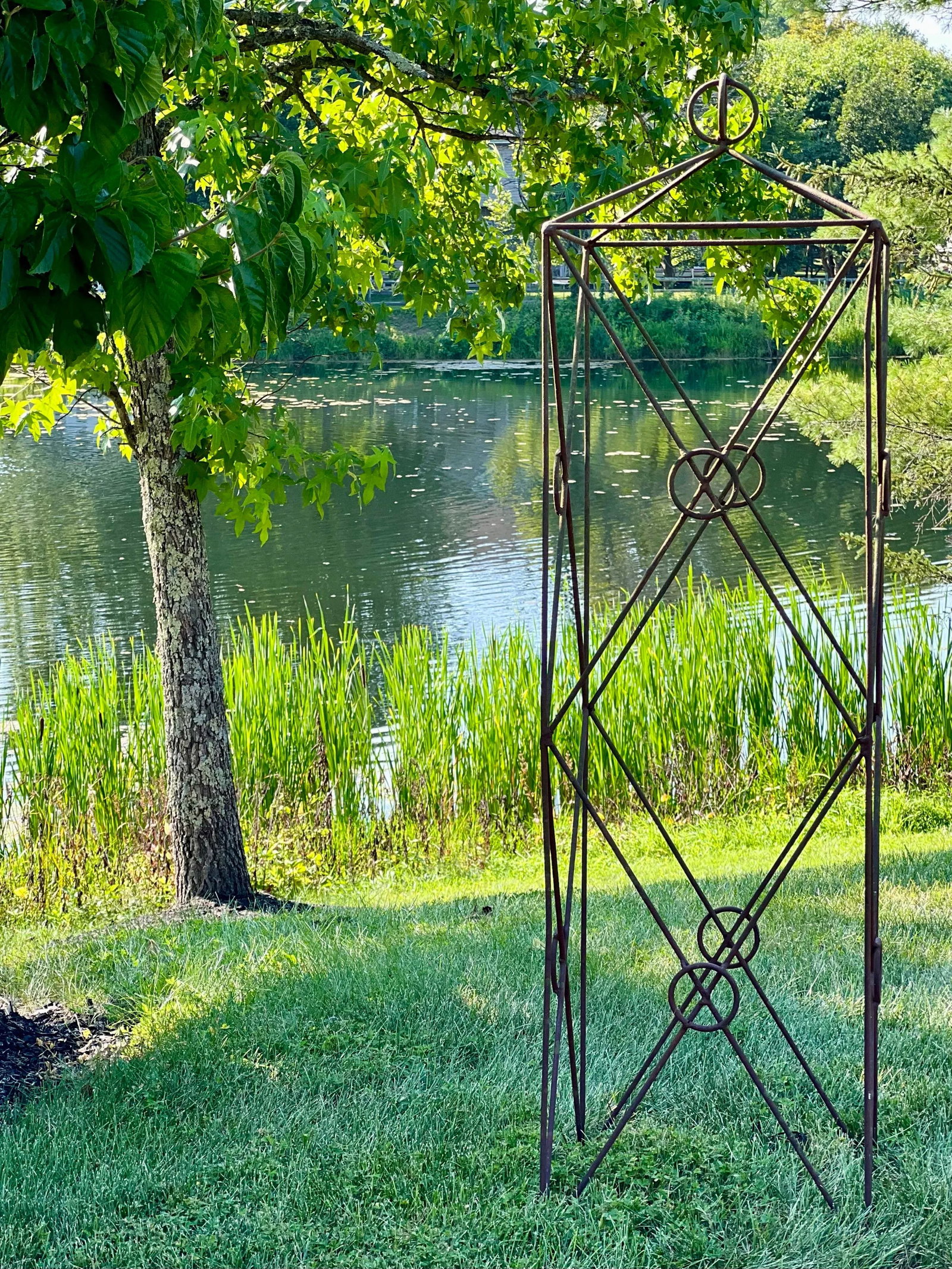 20th Century Wrought Iron Square Garden Obelisks - Set of 2 - 12